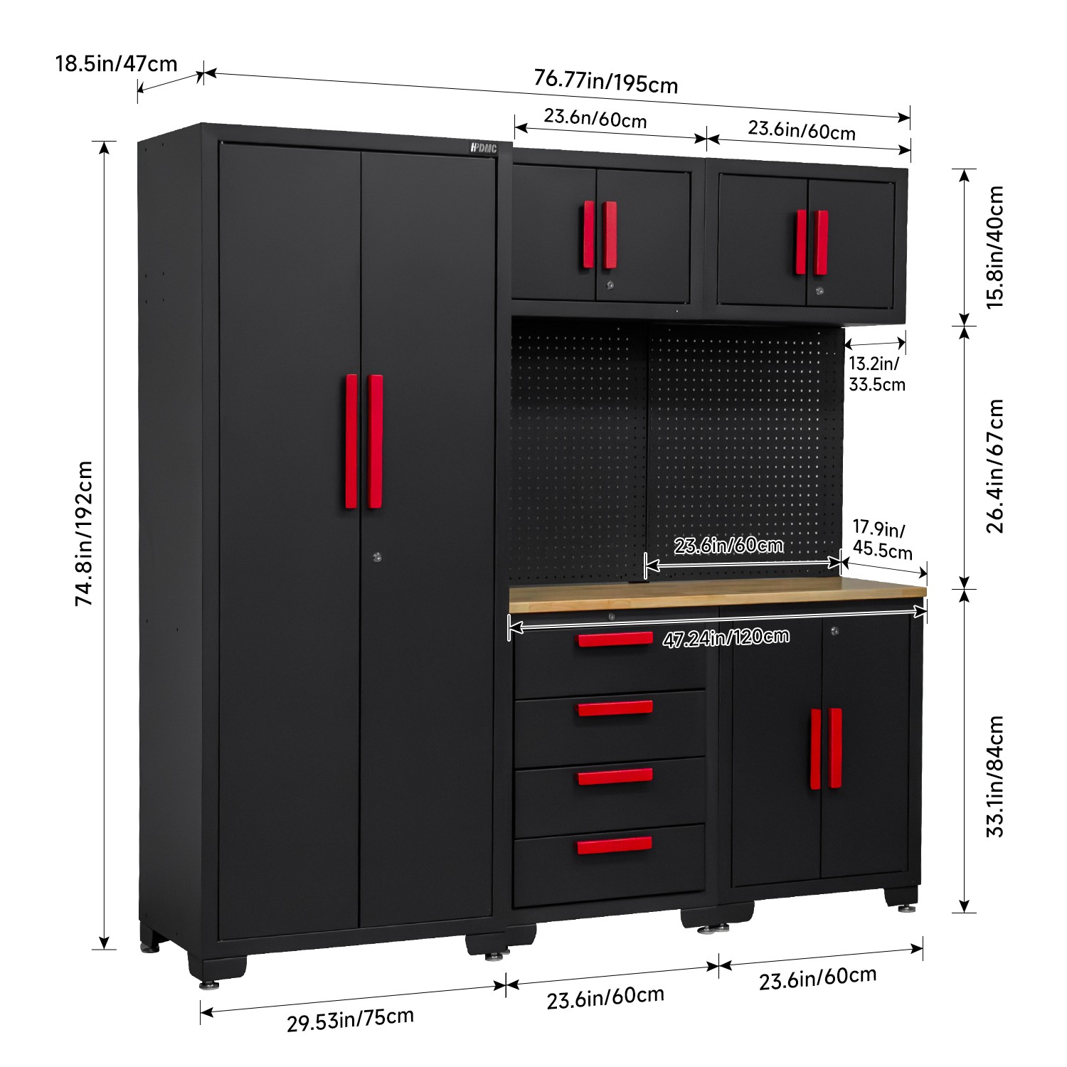 Garage Storage Cabinet System -Corner Cabinet,Cabinet Drawers,Workbench,Pegboard