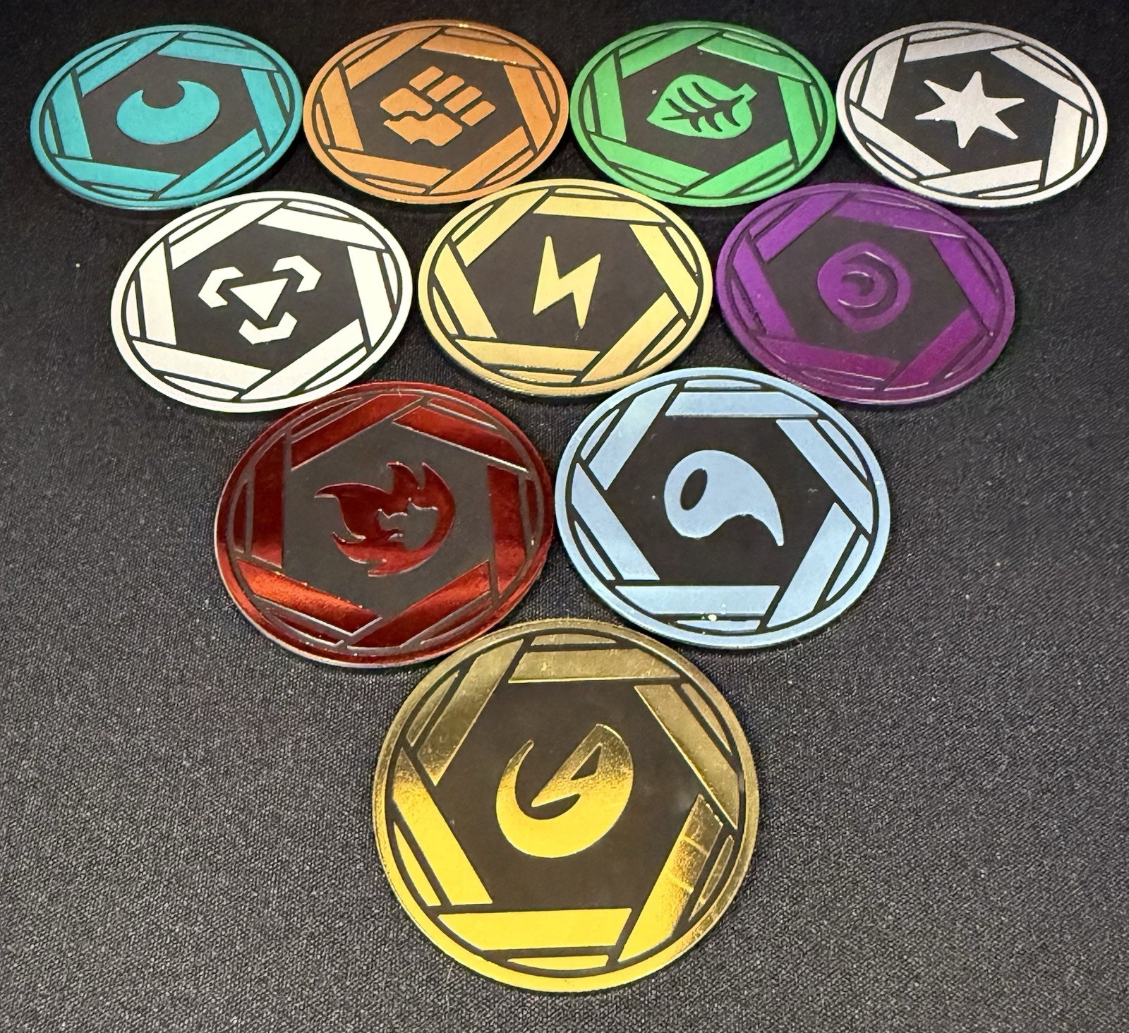 Pokemon 151 Mini Tin Jumbo 2" Energy Holo Collectors Flip Coin Complete Set