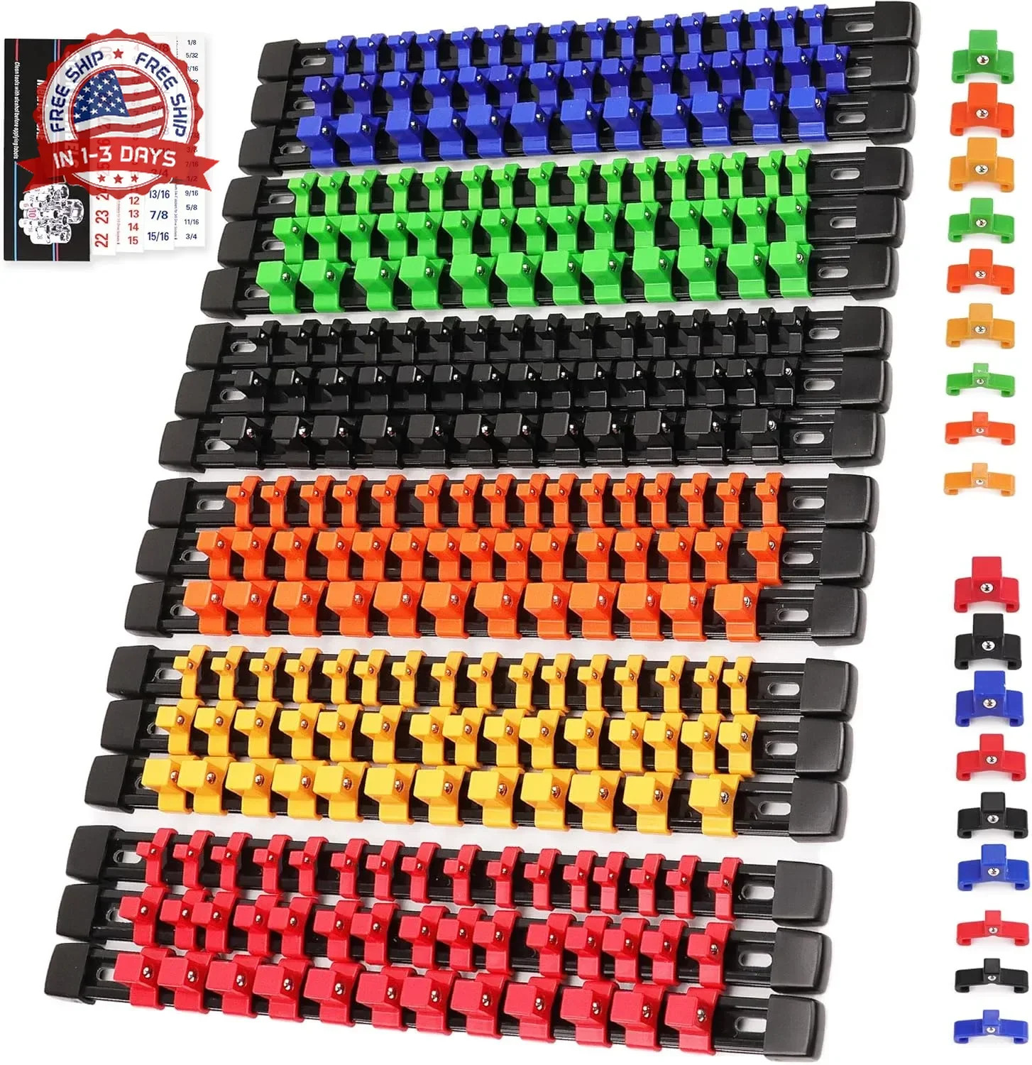 Socket Organizer Set 238 Clips Heavy Duty ABS Plastic Tool Box Drawer