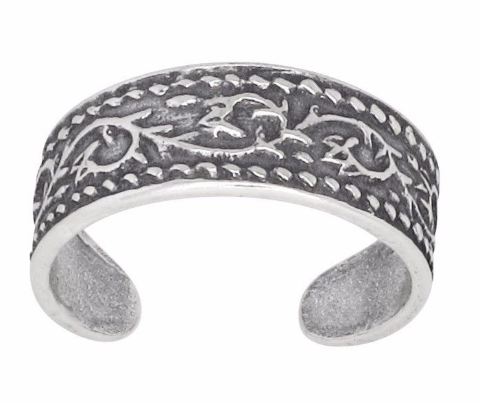 Sterling Silver .925 Bali Design Toe Ring adjustable size | Made In USA