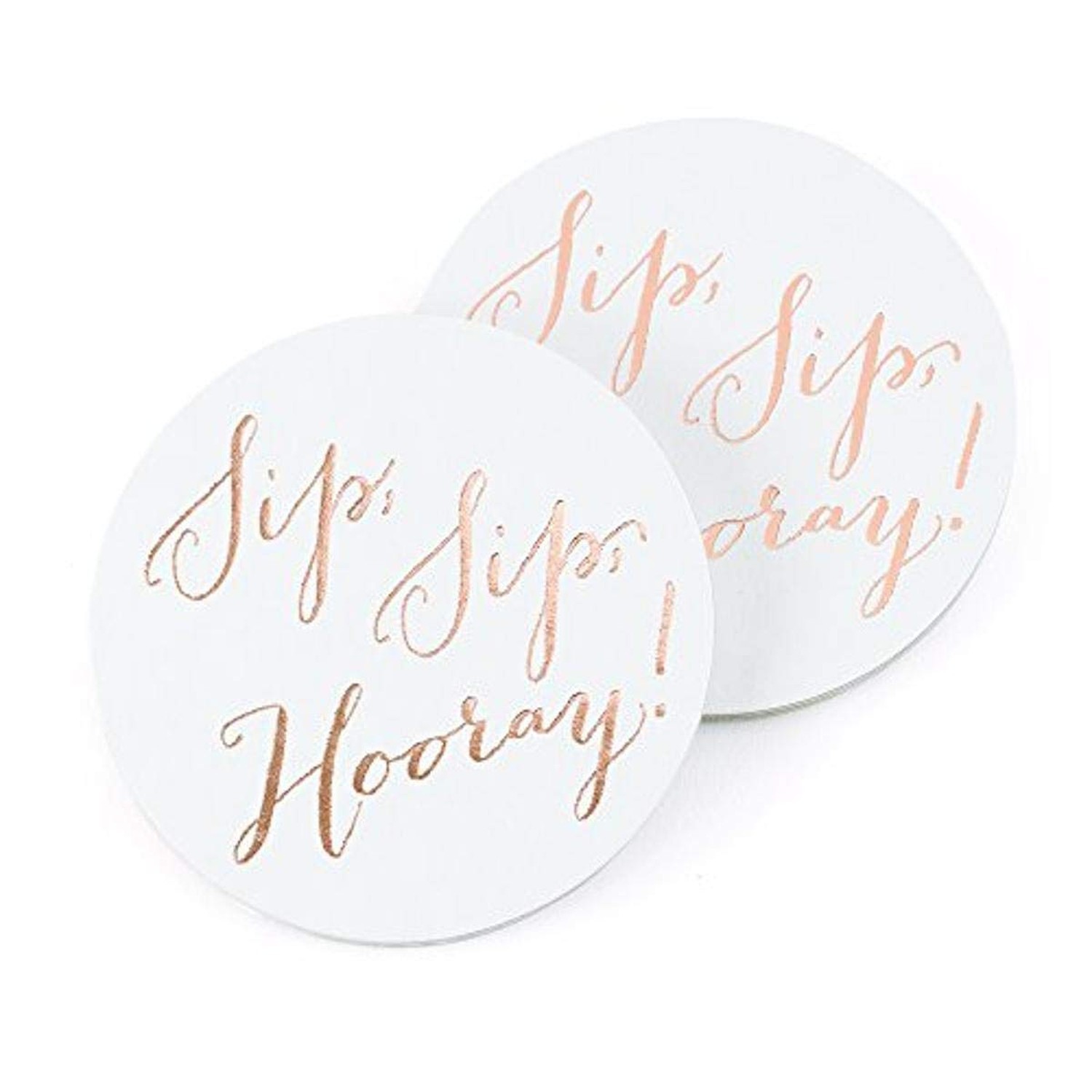Hortense B. Hewitt Wedding Accessories Paperboard Coasters, 25-Count, Sip, Si...