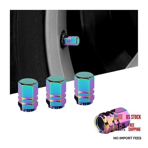 4PCS Car Tire Stem Valve Caps, Aluminum Alloy Leak-Proof Vehicle Valve Colour