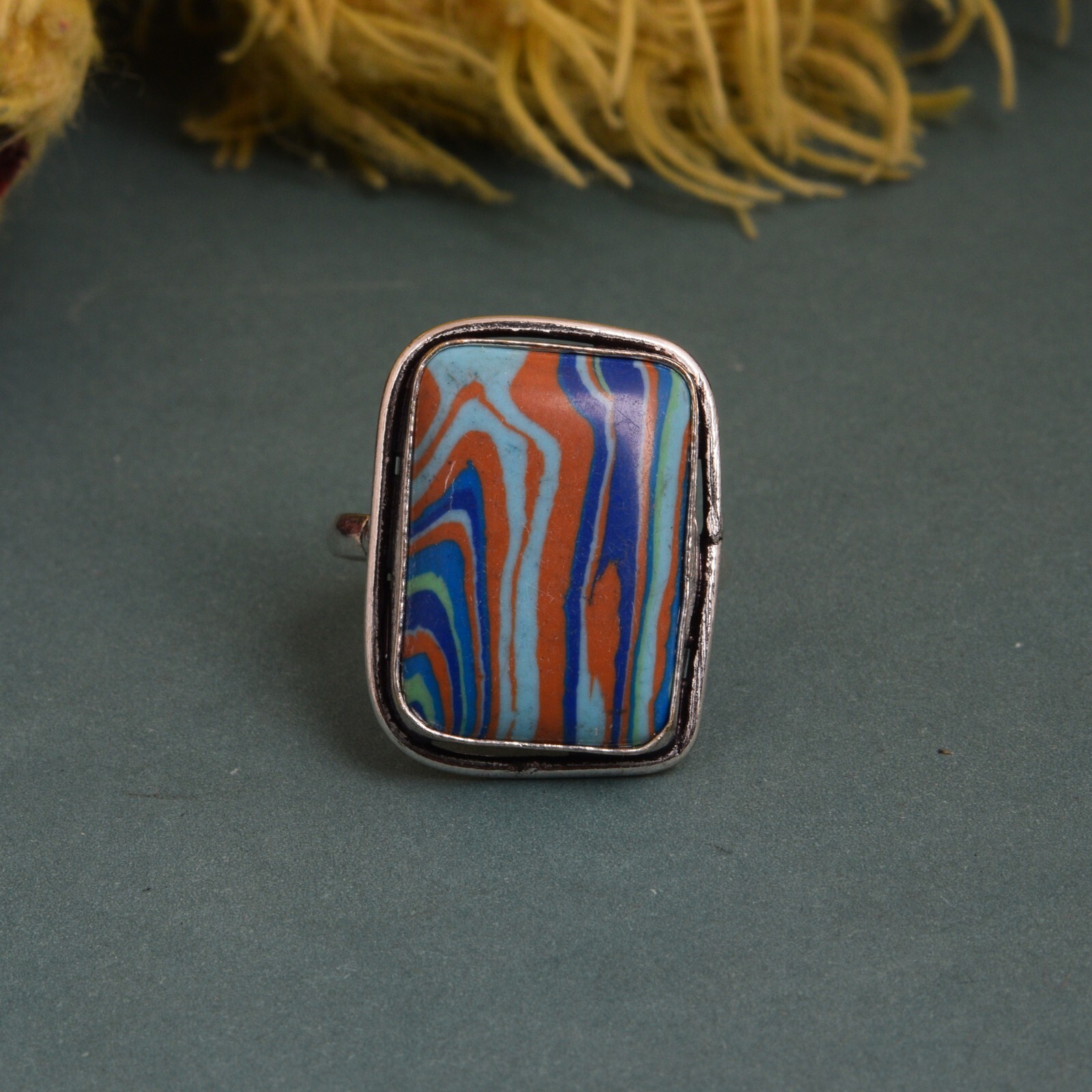 925 Silver Jasper Gemstone Ring for Women Handmade Silver Plated All Size Ring