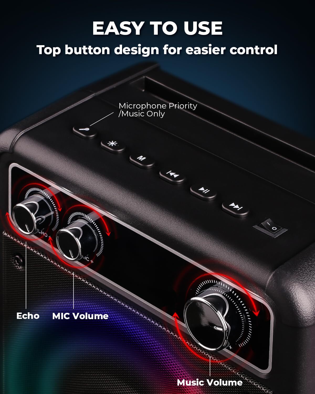 All in One Karaoke Machine with Bluetooth LED Lights and 2 Microphones