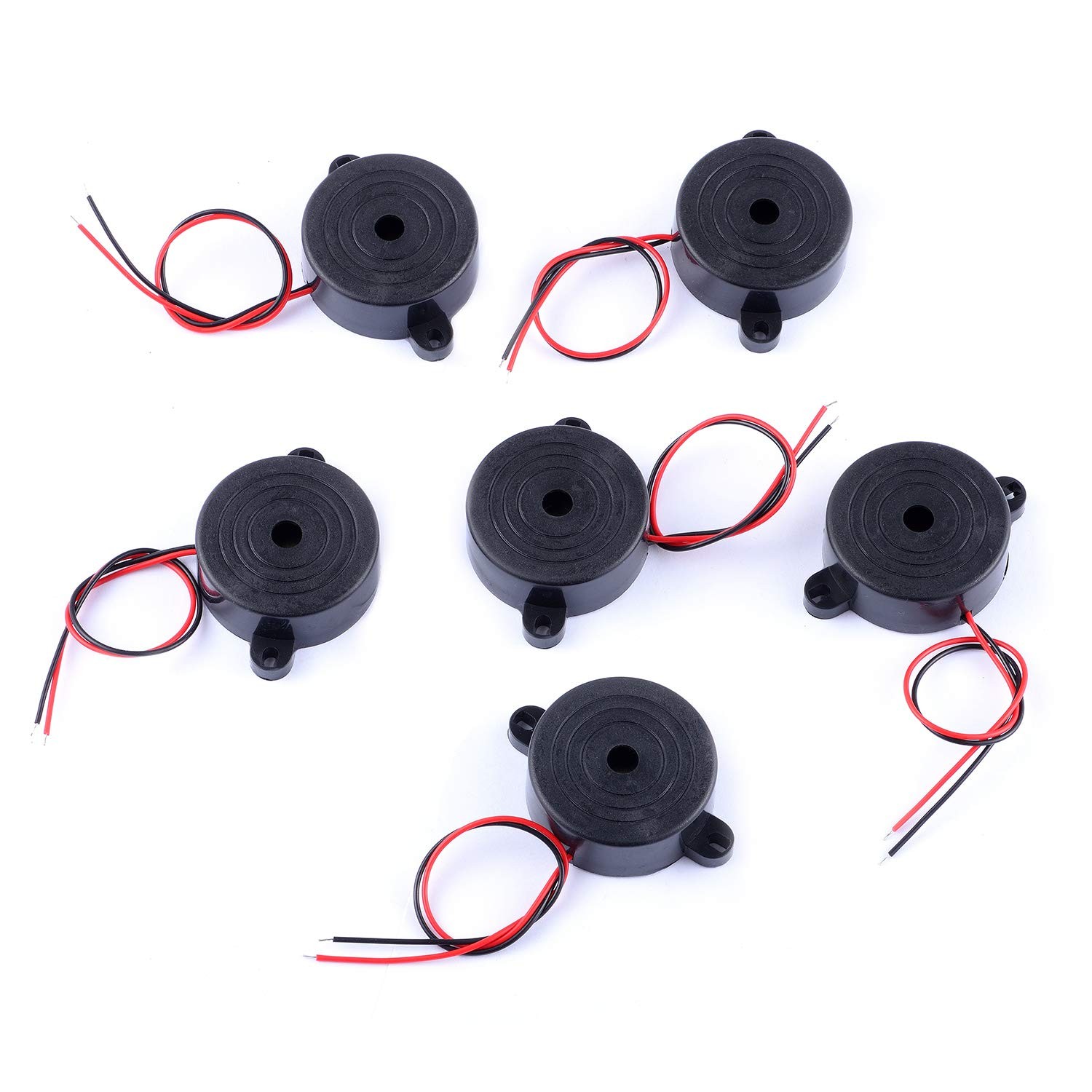 Cylewet 6Pcs 100dB Electronic Buzzer Alarm Sounder Continuous 5cm /2in, Black