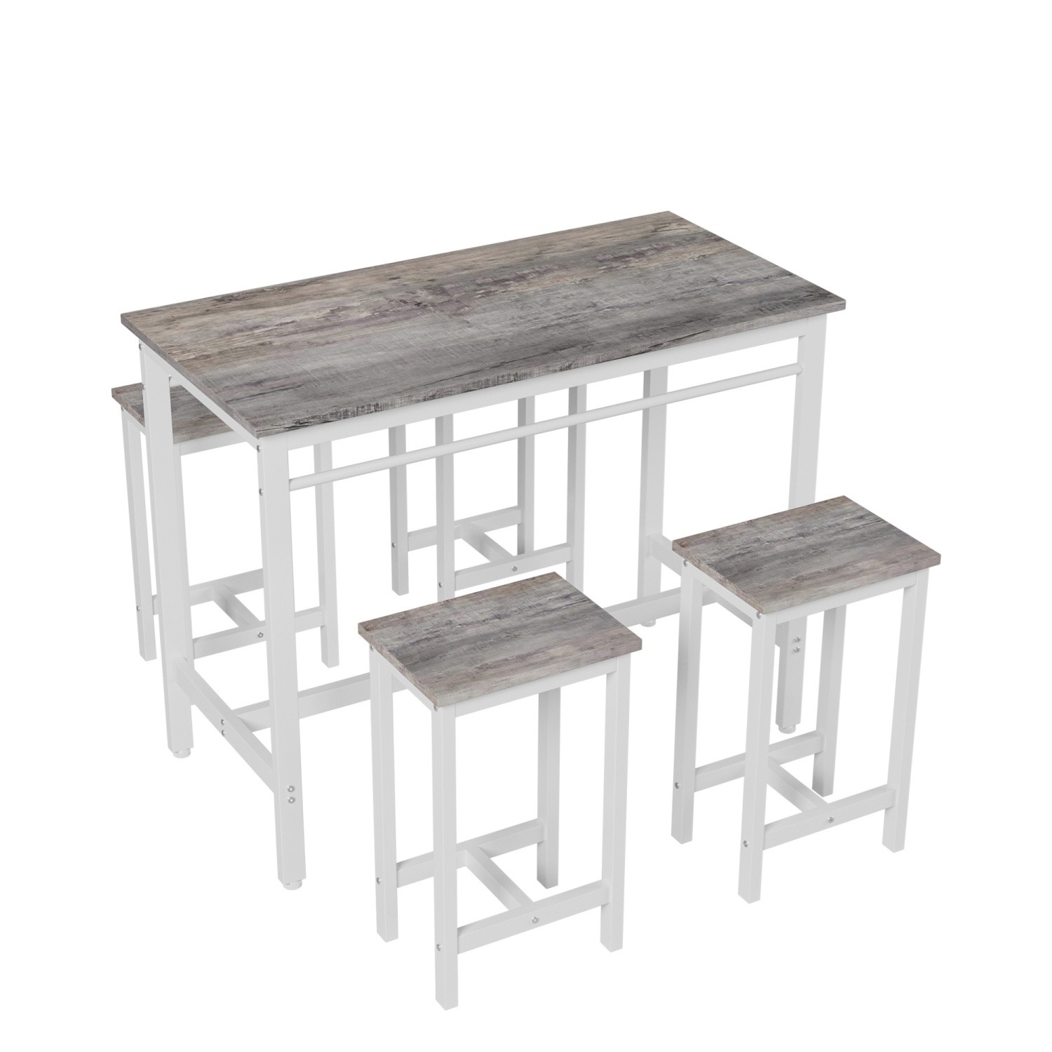 Modern 5 Piece Bar Table Set Counter Height Dining Kitchen Table w/ 4 Bar Stool