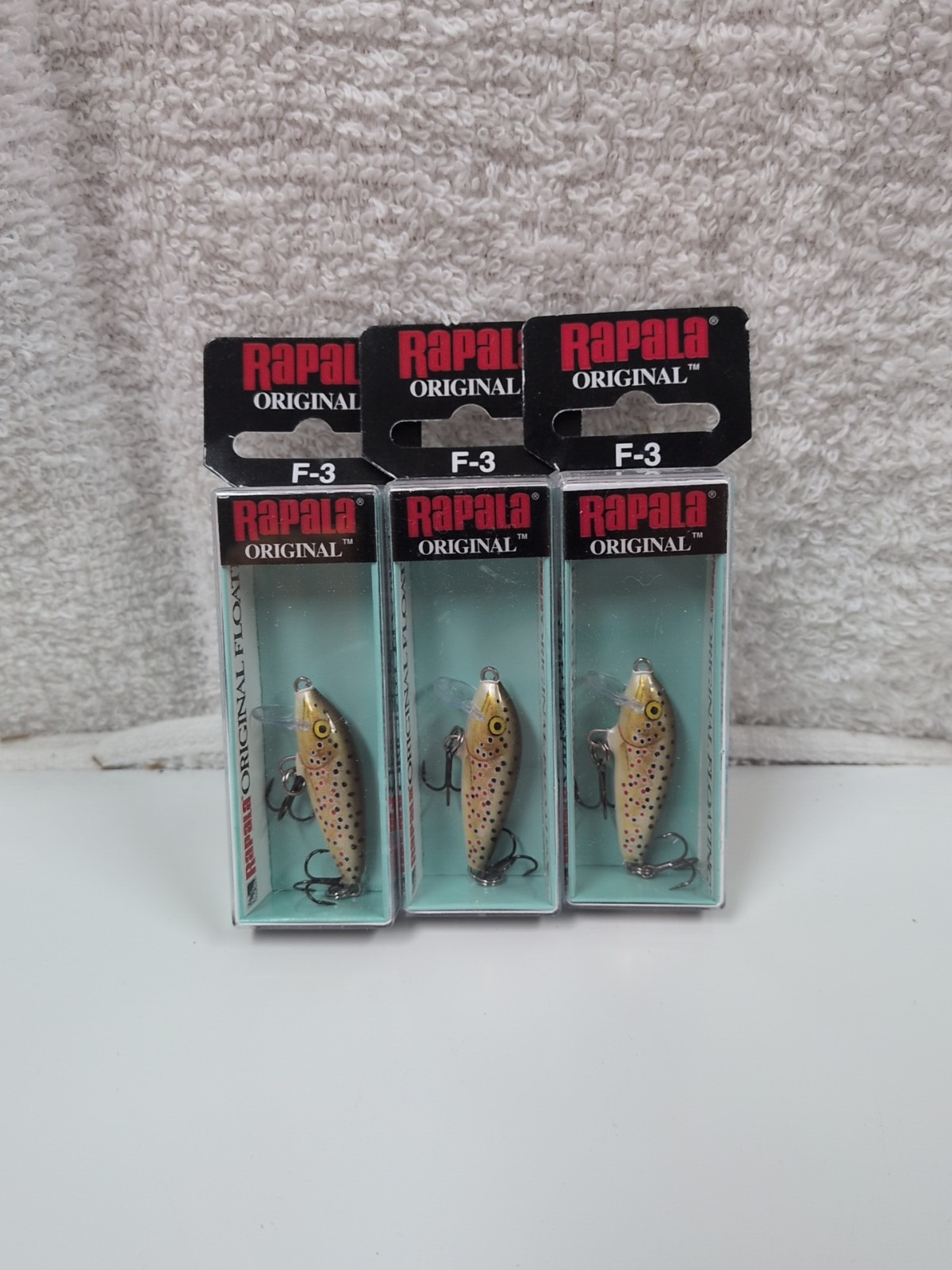 Lot Of 3 Rapala F-3 F3 Floating 1 1/2" 1/16oz Brown Trout (466)