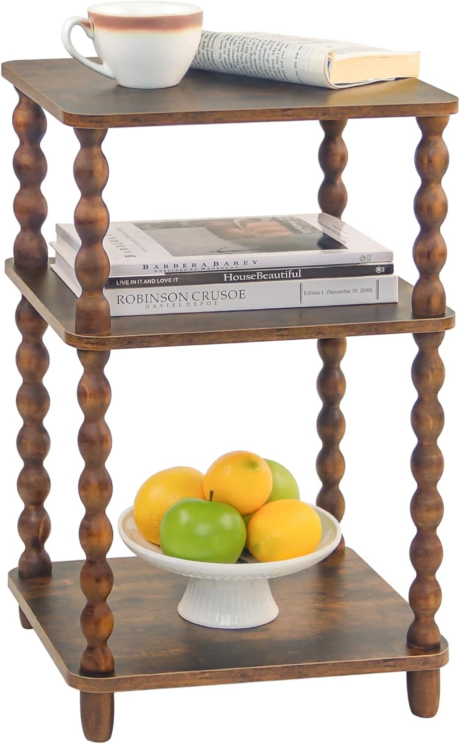 End Table Modern Side Table W/ 3 Tier Open Shelf Small Table Bed Side Tables
