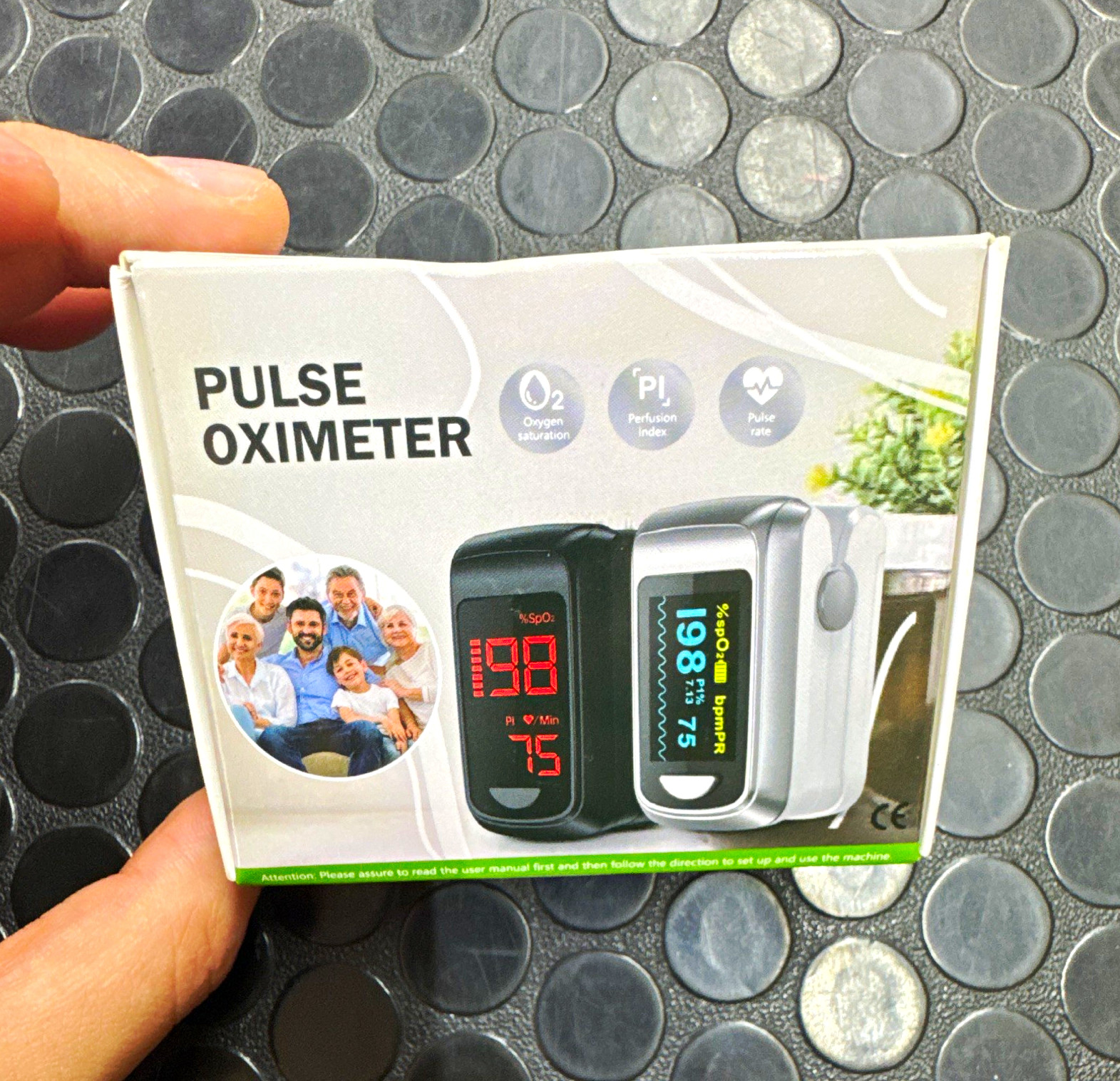 Fingertip Pulse Oximeter SpO2 PR PI Monitor No Probe w/ 2x AAA Batteries Manual
