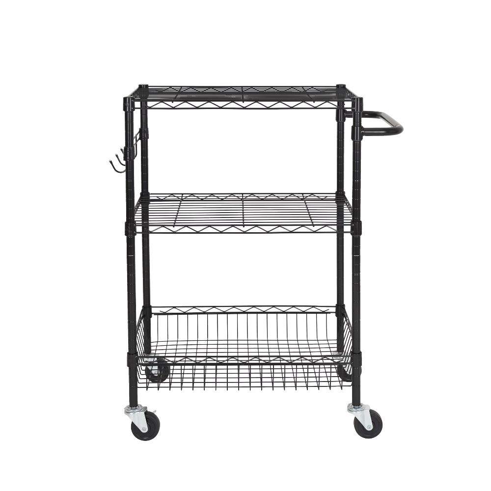 Hyper Tough3-Tier New Multipurpose Rolling Cart,Black Color,495lbs Load Capacity