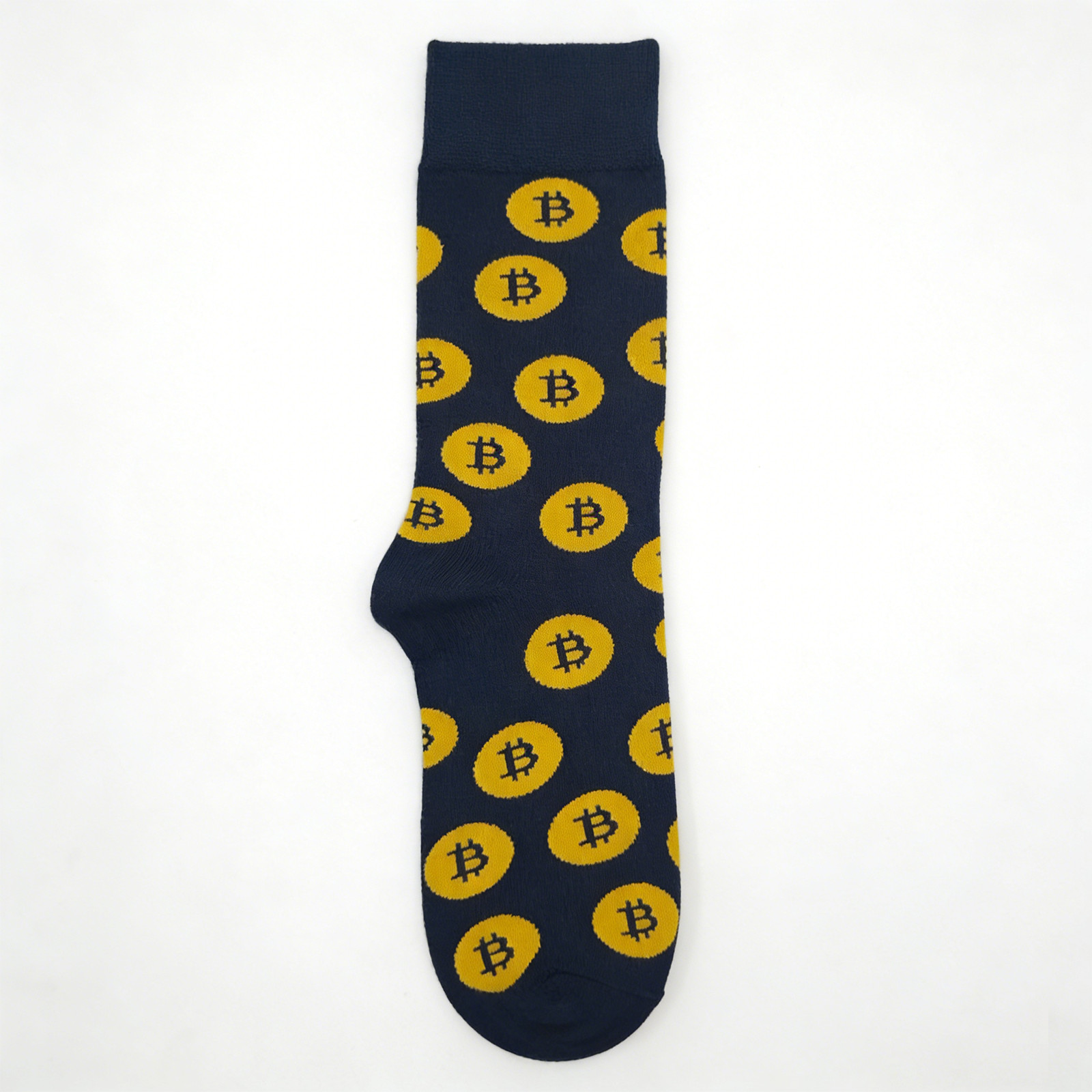 Blue Bitcoin Crew Socks for Men Cotton Crypto Novelty Gift