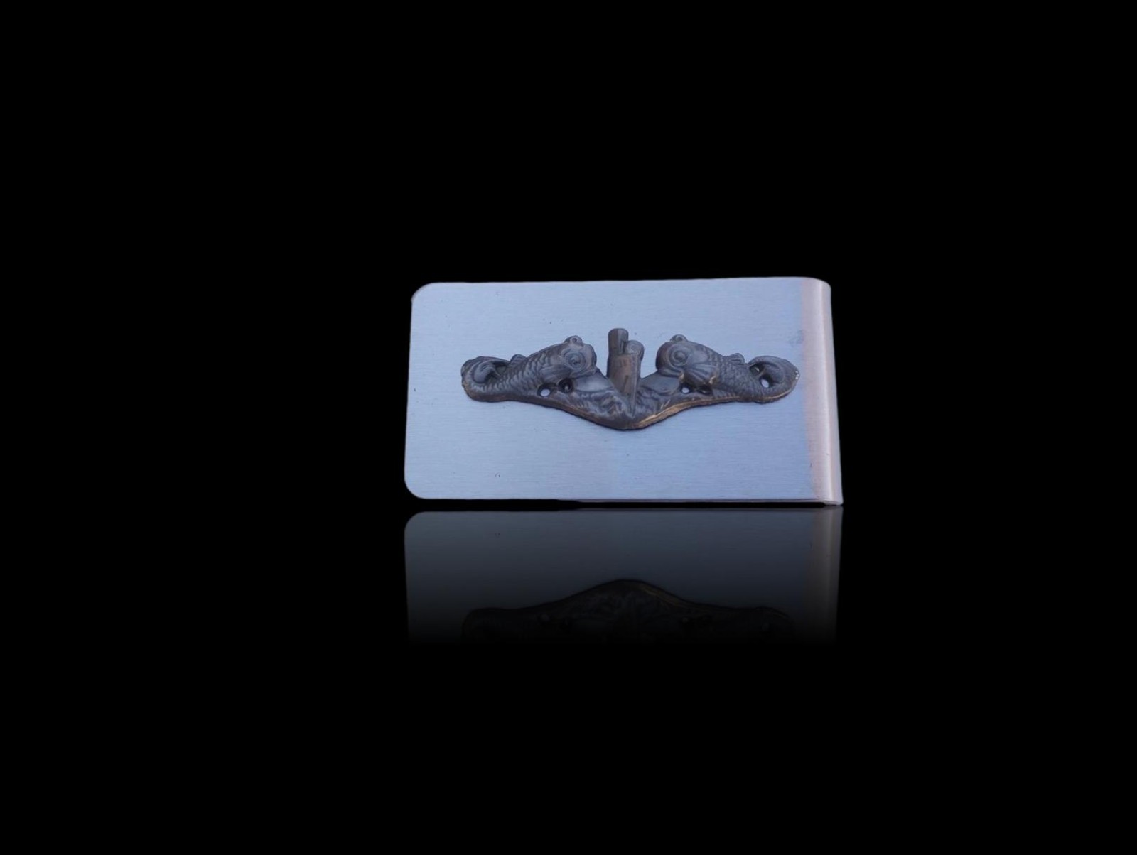 U.S MILITARY NAVY SILVER ENLISTED SUBMARINE MONEY CLIP STAINLESS STEEL USA MADE