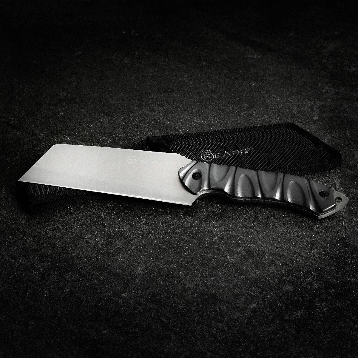 Reapr Jamr Fixed Knife 6" Satin 420 Steel Blade Silver Sculpted Aluminum Handle