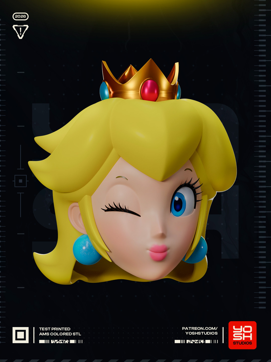 Princess Peach Mask 3D Printed N Color
