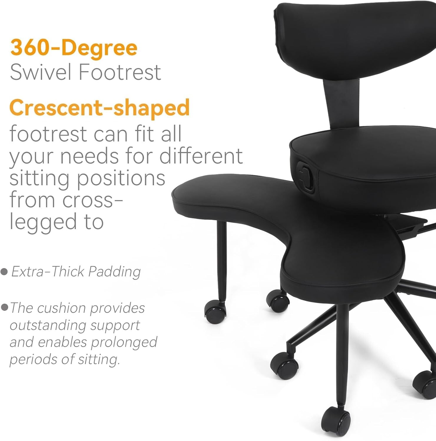 ELECWISH Criss Cross Legged Chair w/ Wheels Armless Swivel Office Desk Chair