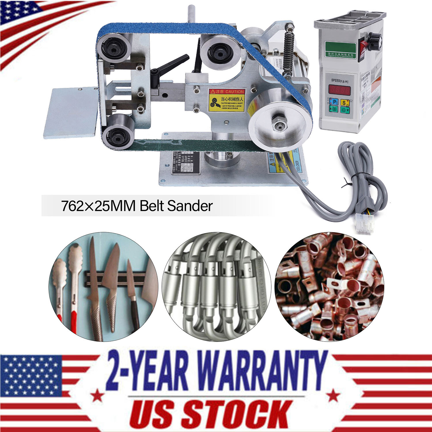 Desktop Belt Sander Sharpener Grinder 110V Brushless Motor 762×25mm