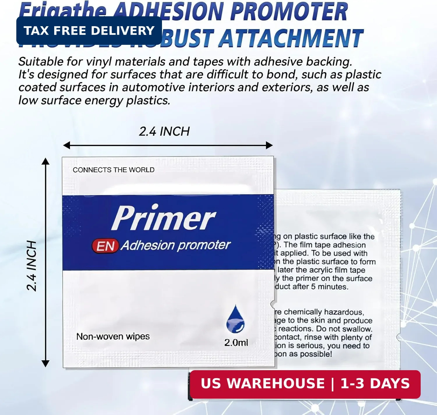 Adhesion Promoter Pads set Pre-Saturated Surface Primer set 20 Pack