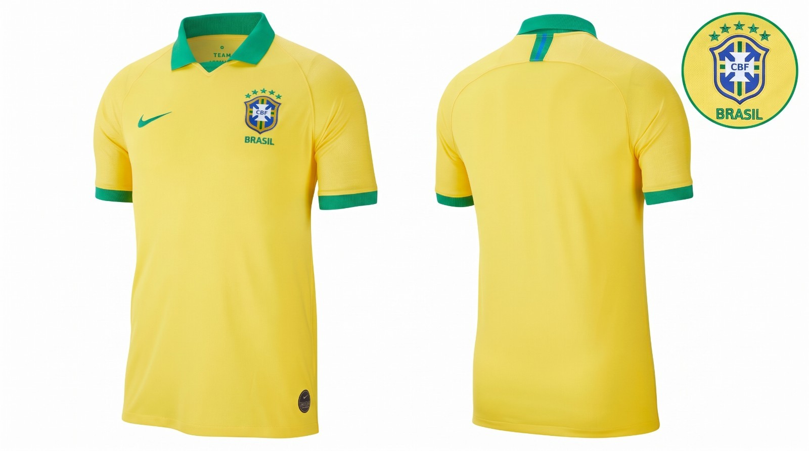 Nike Brazil Home Jersey 2019 Copa America CBF Yellow Polo Soccer Shirt Mens