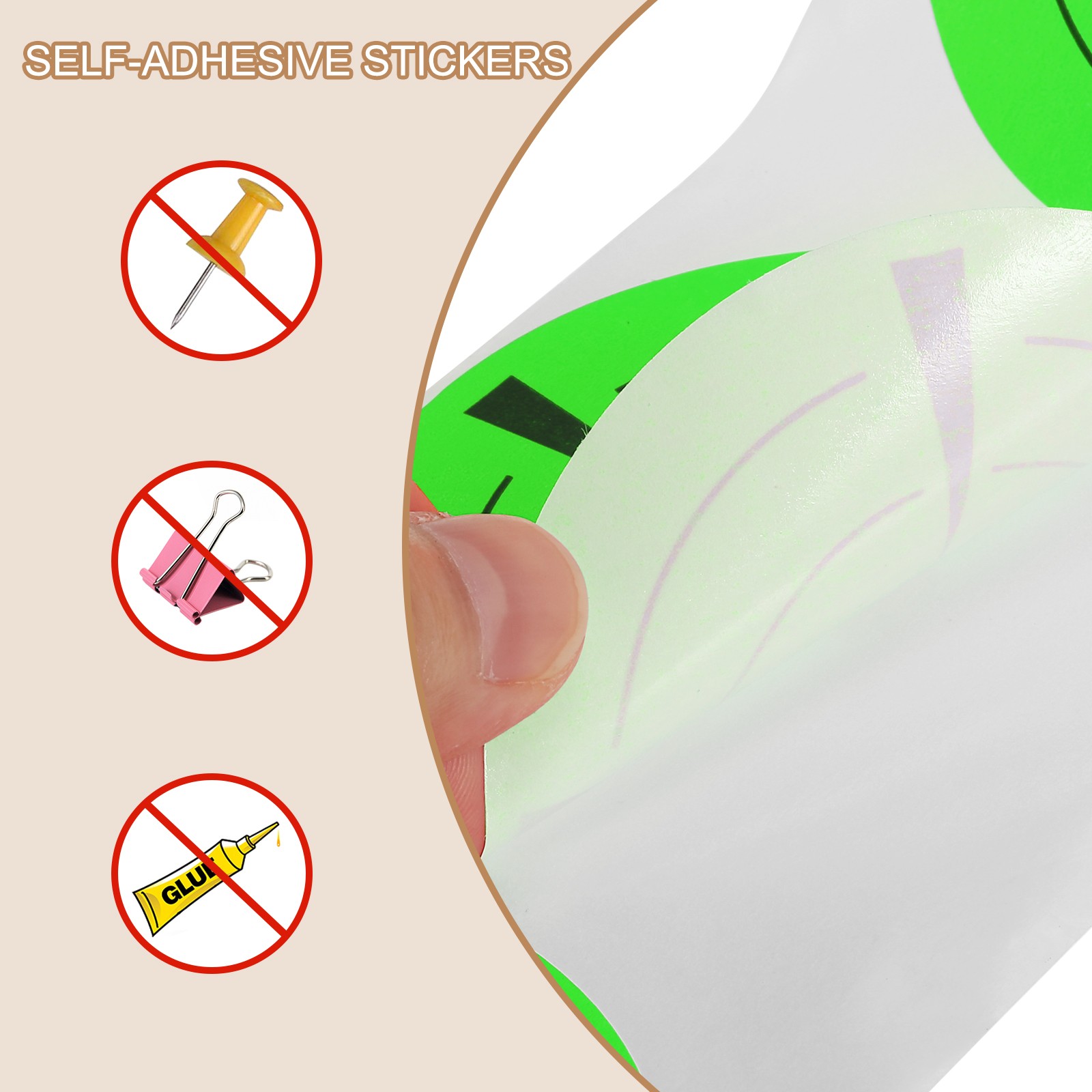 1 Roll Fluorescent Round Splatter Target Stickers 3", Green/Black