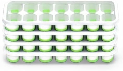 Ice Cube Tray with Lid, 4 Packs 56 Cubes Durable 4 Pack, Green