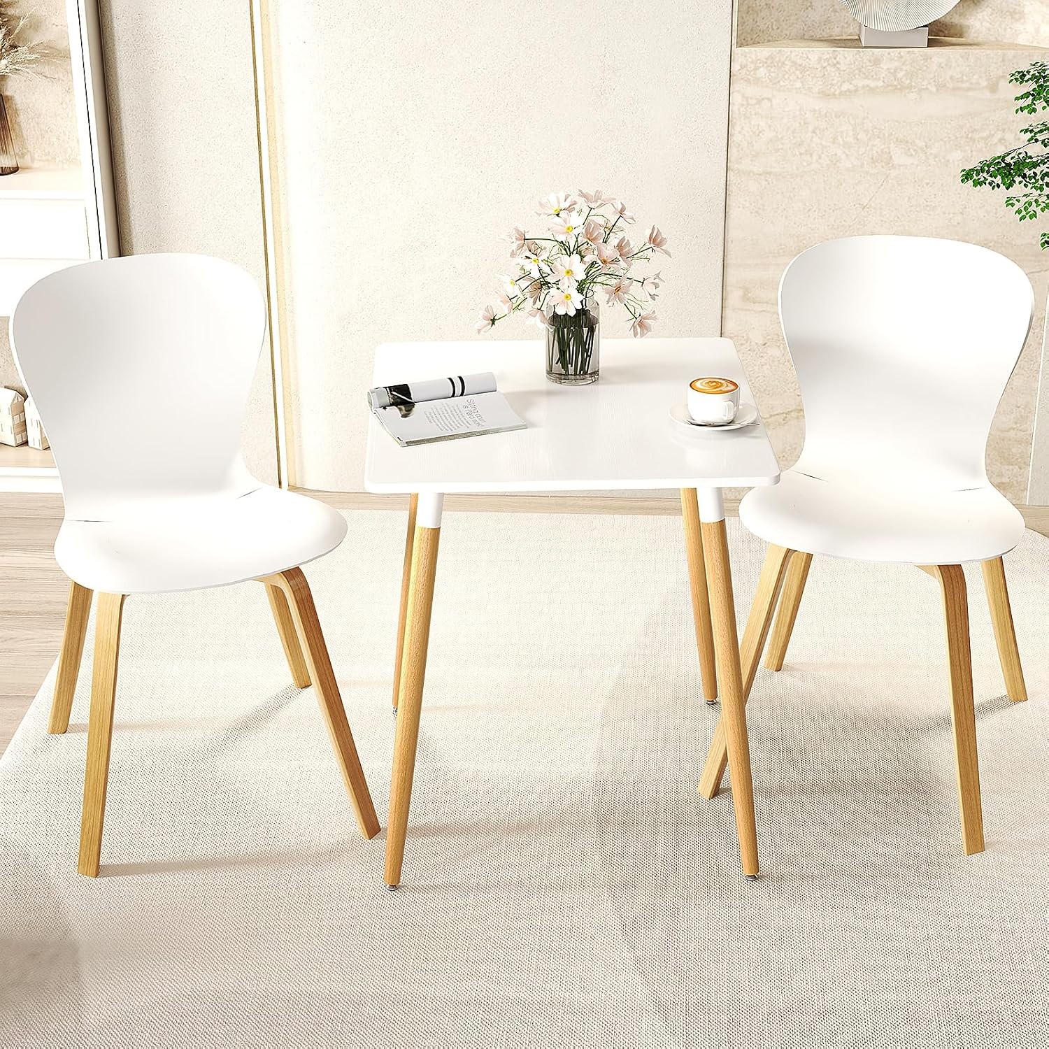 Square Dining Table 2 23.5" Small Kitchen Table W/ Adjustable Foot Pads