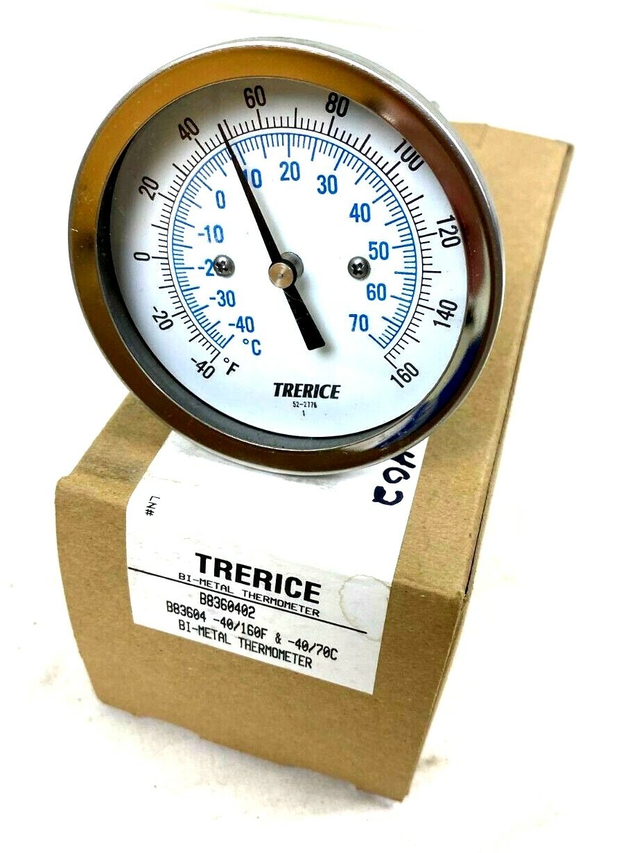 Trerice Bi-Metal Thermometer | B8360402 | -40/160F | New