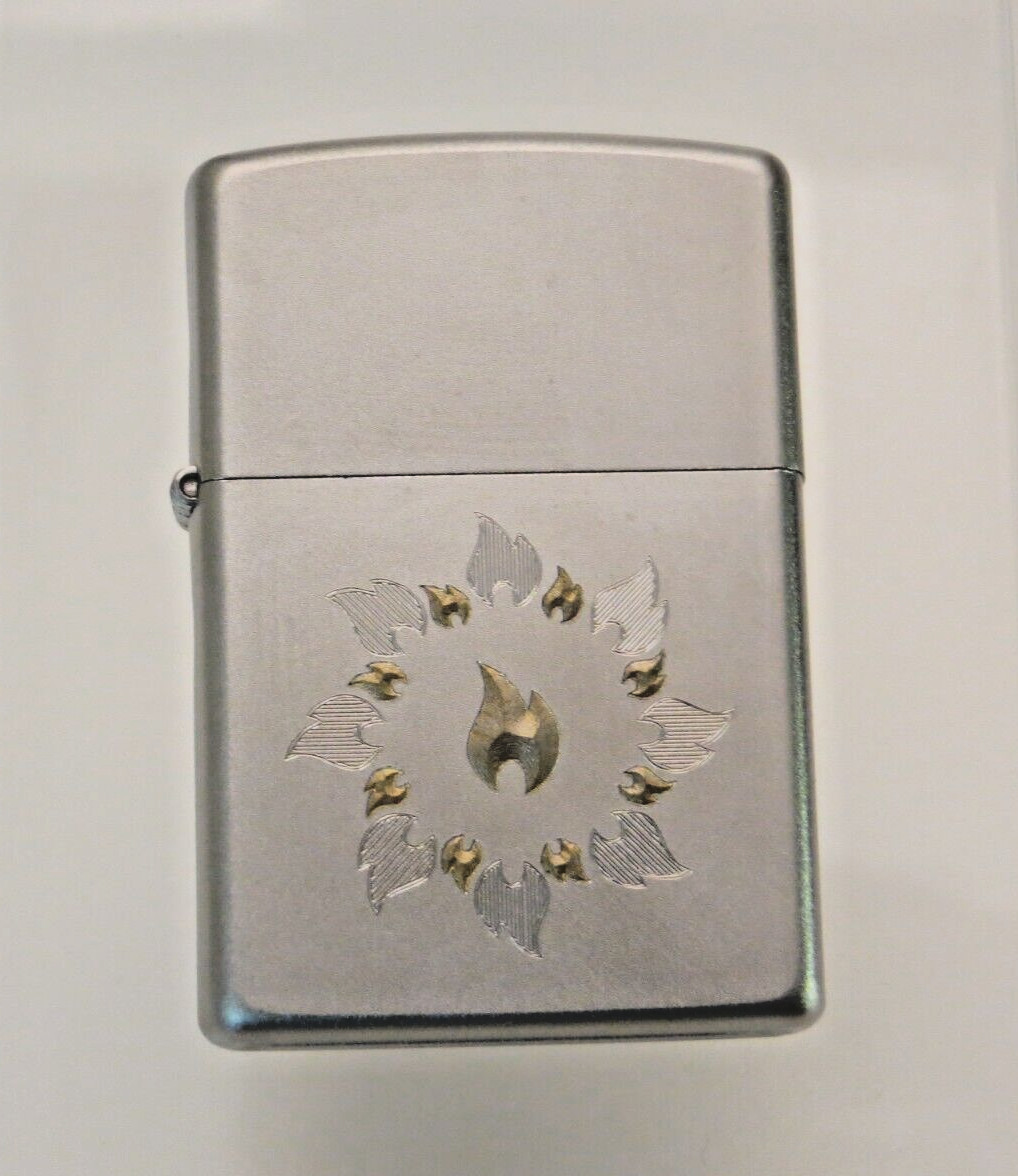 Zippo Ring Of Fire Lighter, Satin Chrome, Two-Tone Engraved 21192 NEW