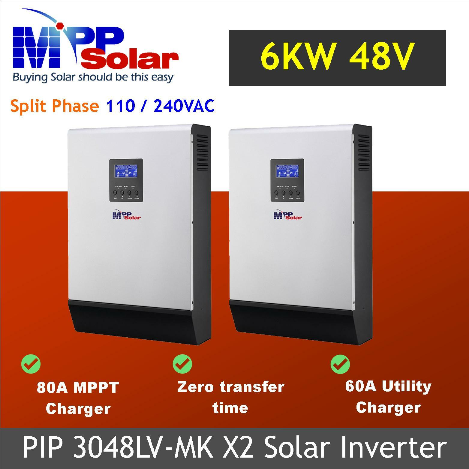 6000w 48v 120v 240v split phase MPP Solar Inverter 160A MPPT charger Tariff Free