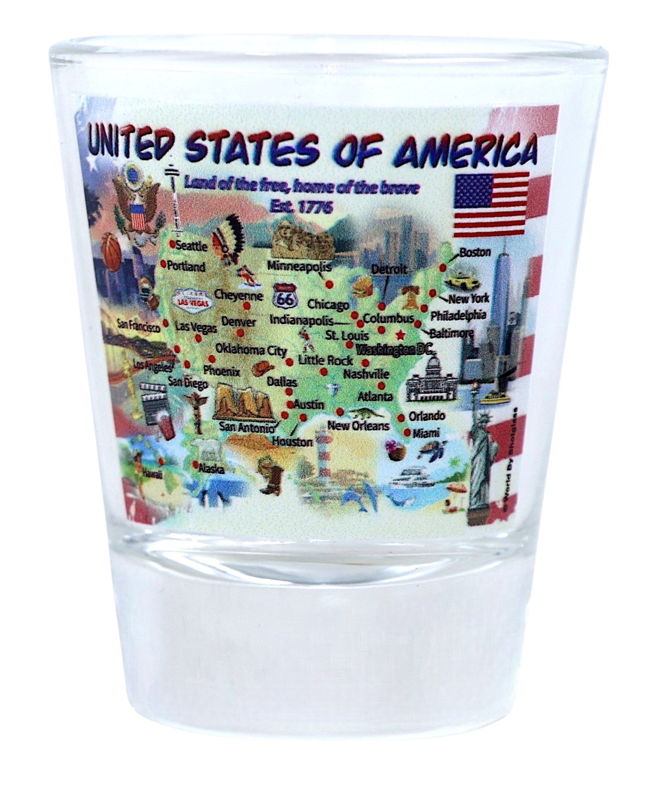 USA Landmarks and Icons Collage Shot Glass