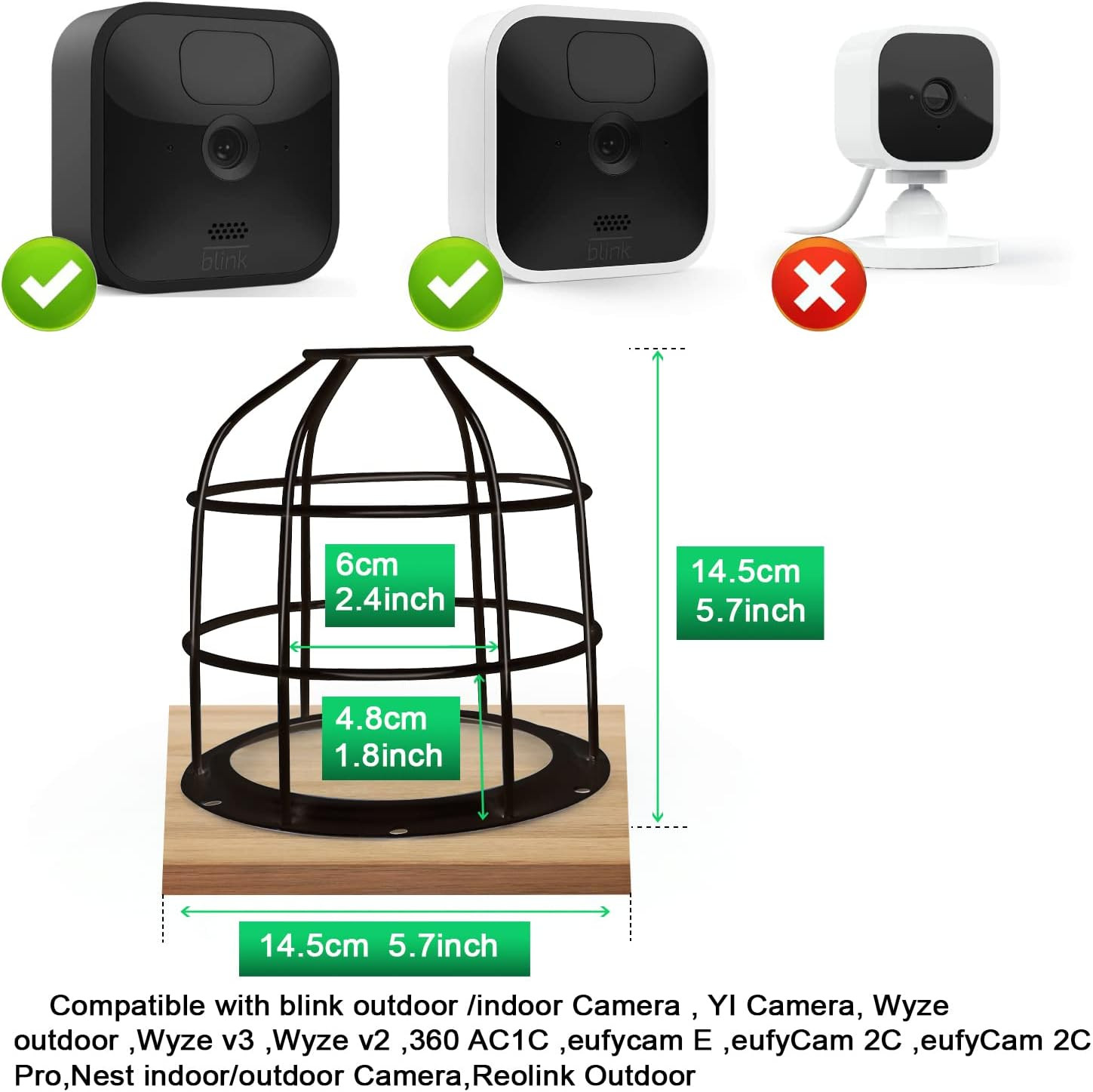 Anti-Theft Security Camera Mount Cage & Wall Mount Bracket, 360° Adjustable