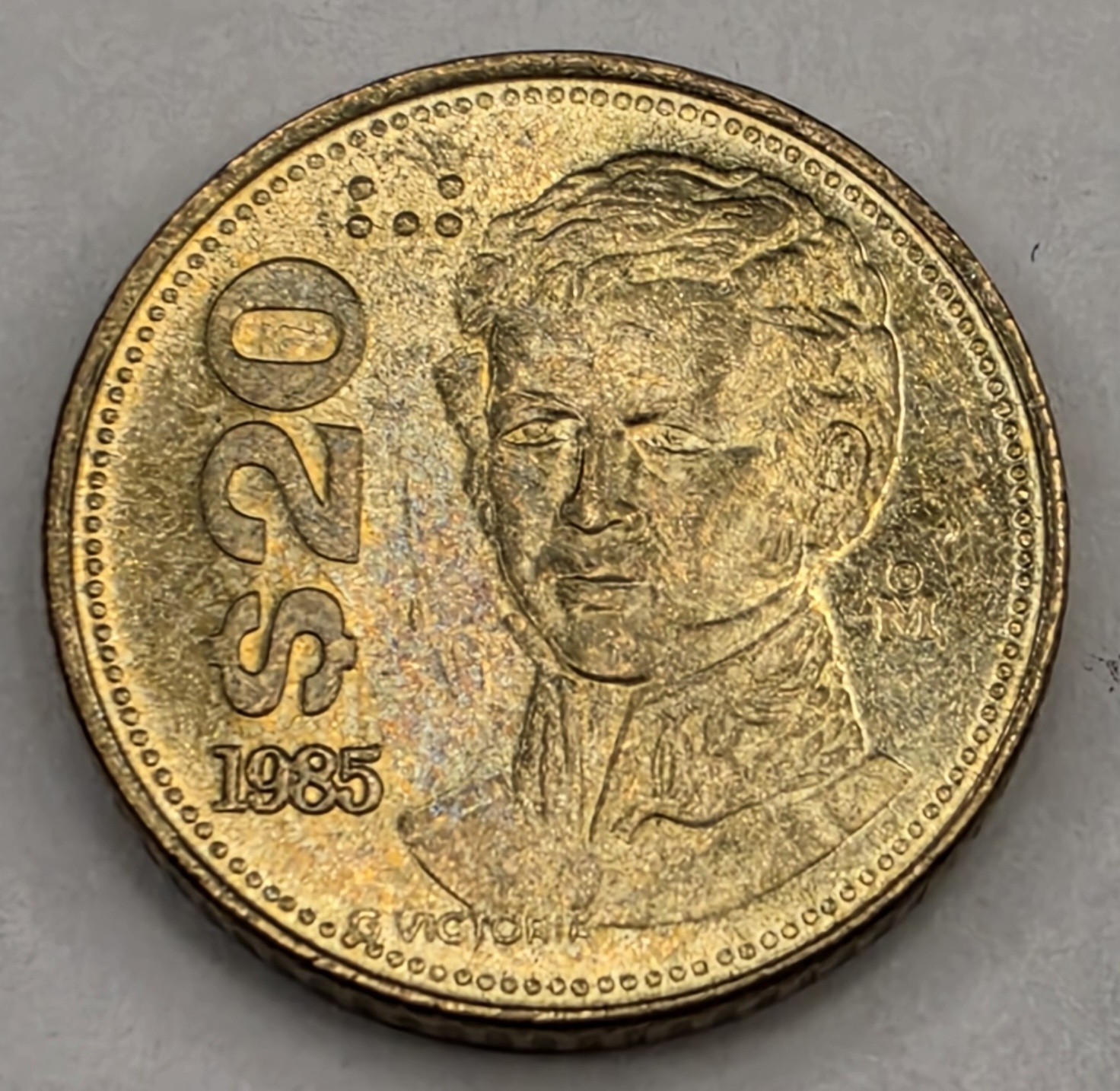 1985 Mexico 20 Twenty Pesos - Circulated Mexican Brass World Coin