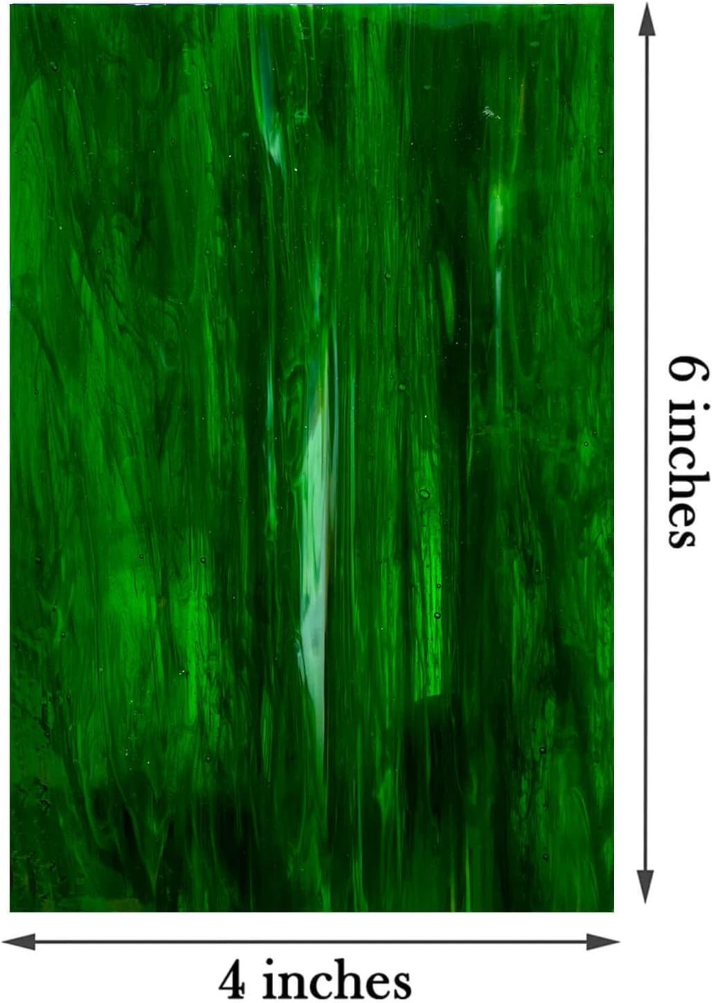 LITMIND 12 Sheets Green Stained Glass Sheets, 4 x 6"L*4"W(12pcs), Mixed