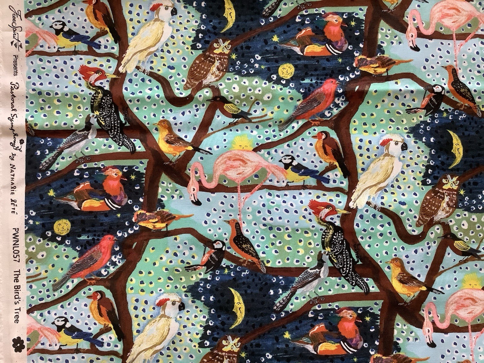 Pastoral Symphony PWNL057 Aurora THE BIRDS TREE Cotton Quilt Fabric. 1 yard