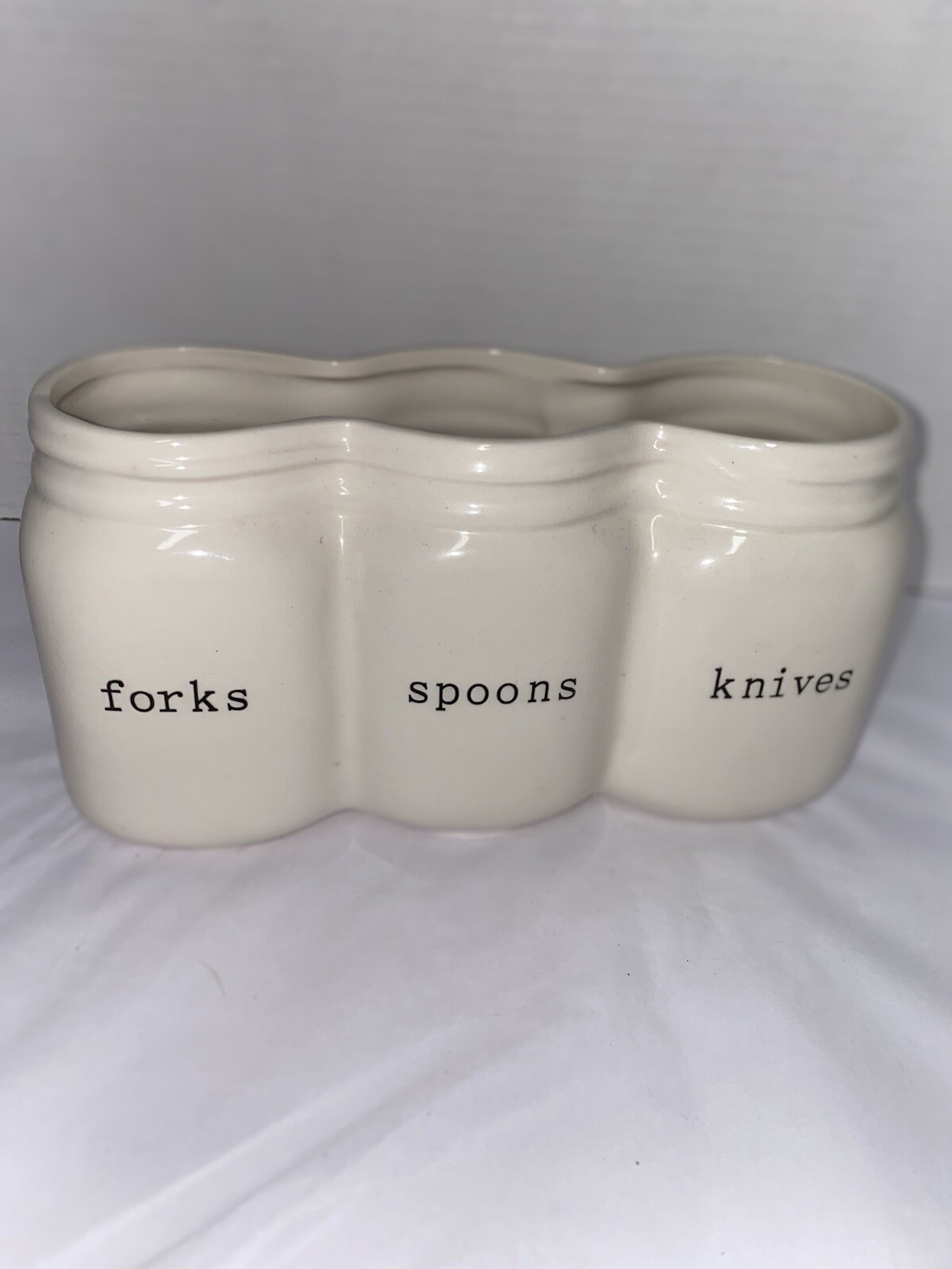 White & Black Three-Section Jar Utensil Caddy