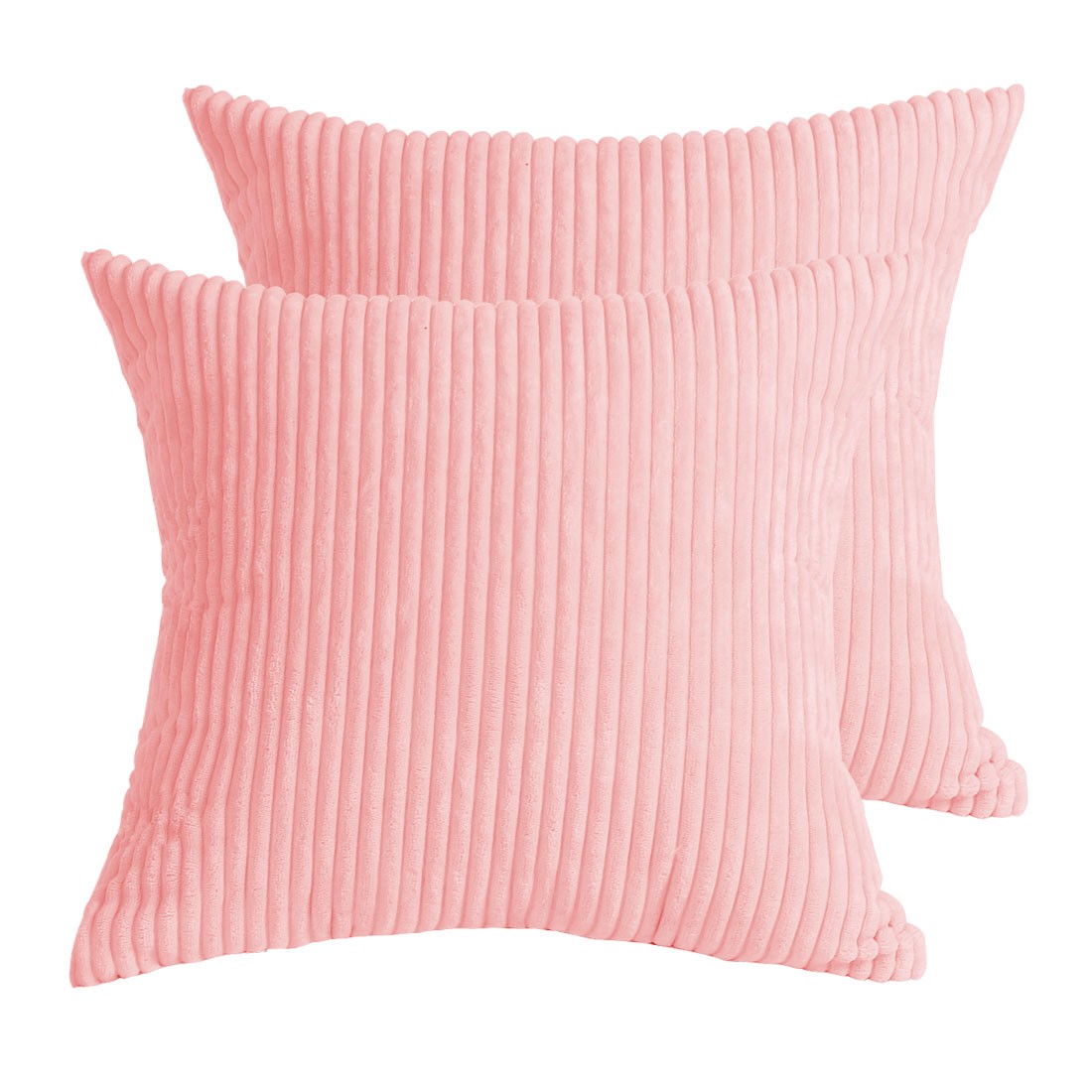 Square Throw Cushion Covers Pillowcase 18x18 Inch Pink w Zipper Set of 2