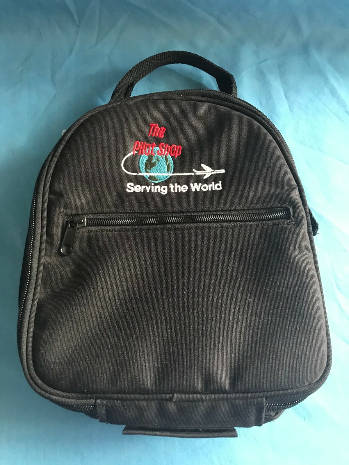 Pre-Owned Black Canvas Embroidered Pilot Shop Serving World Aviation Headset Bag