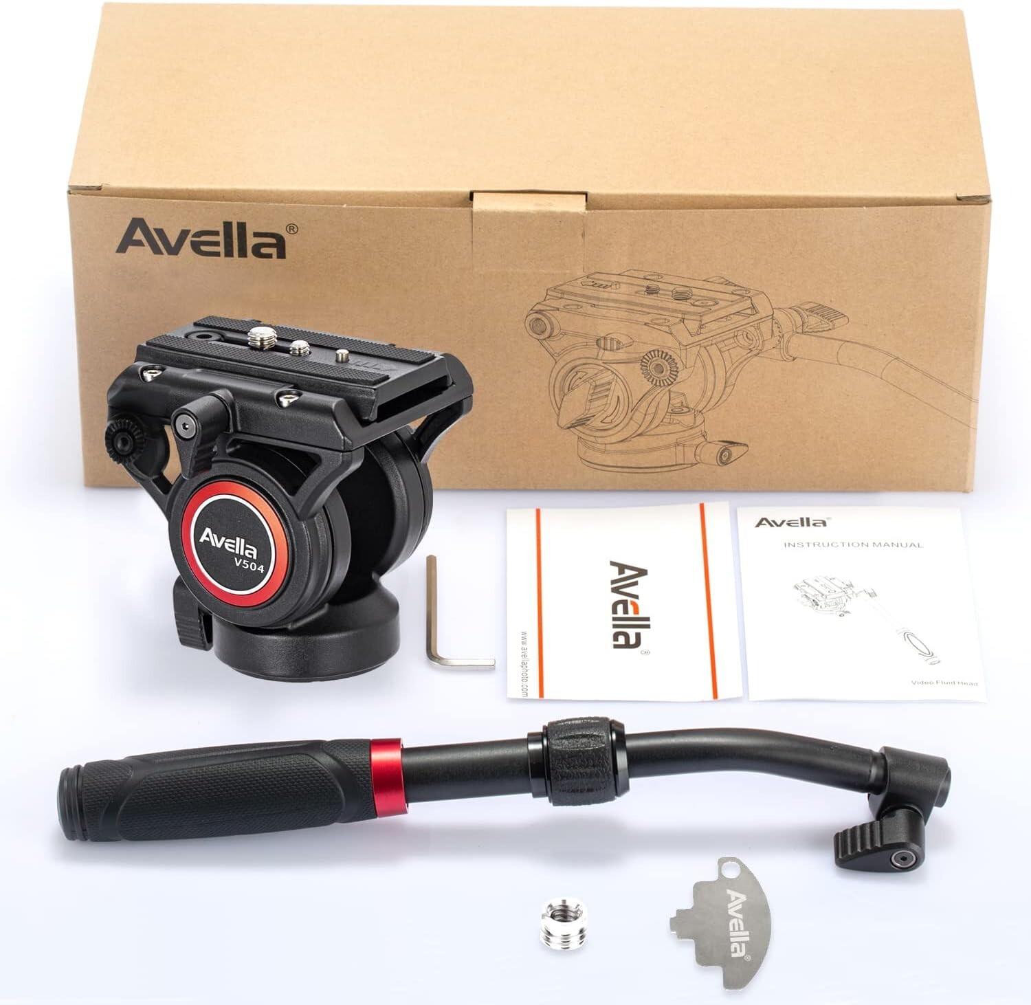 Avella V504 Video Tripod Fluid Head with Quick Release Plate