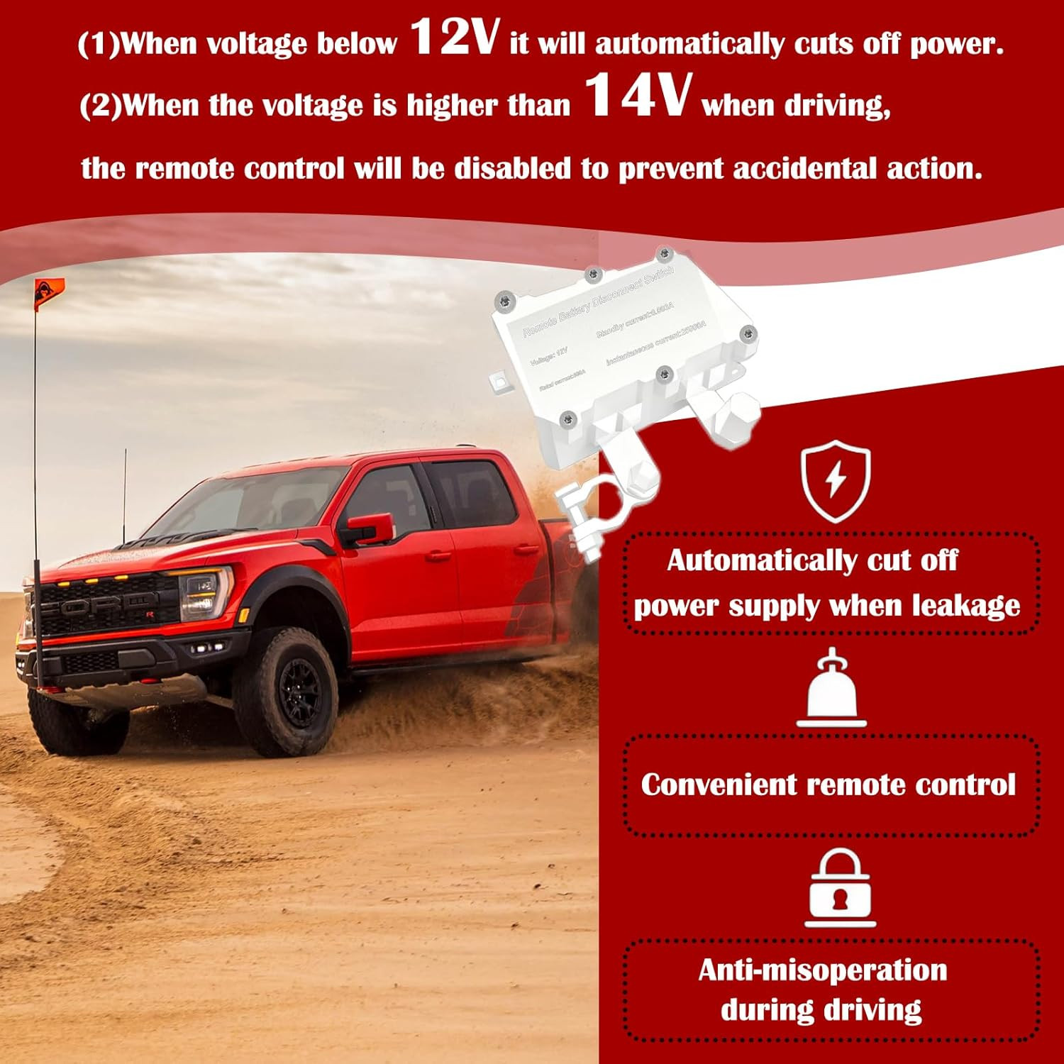 500A Smart Remote Battery Disconnect Switch 12V - Quick Kill Switch for Car, Ant
