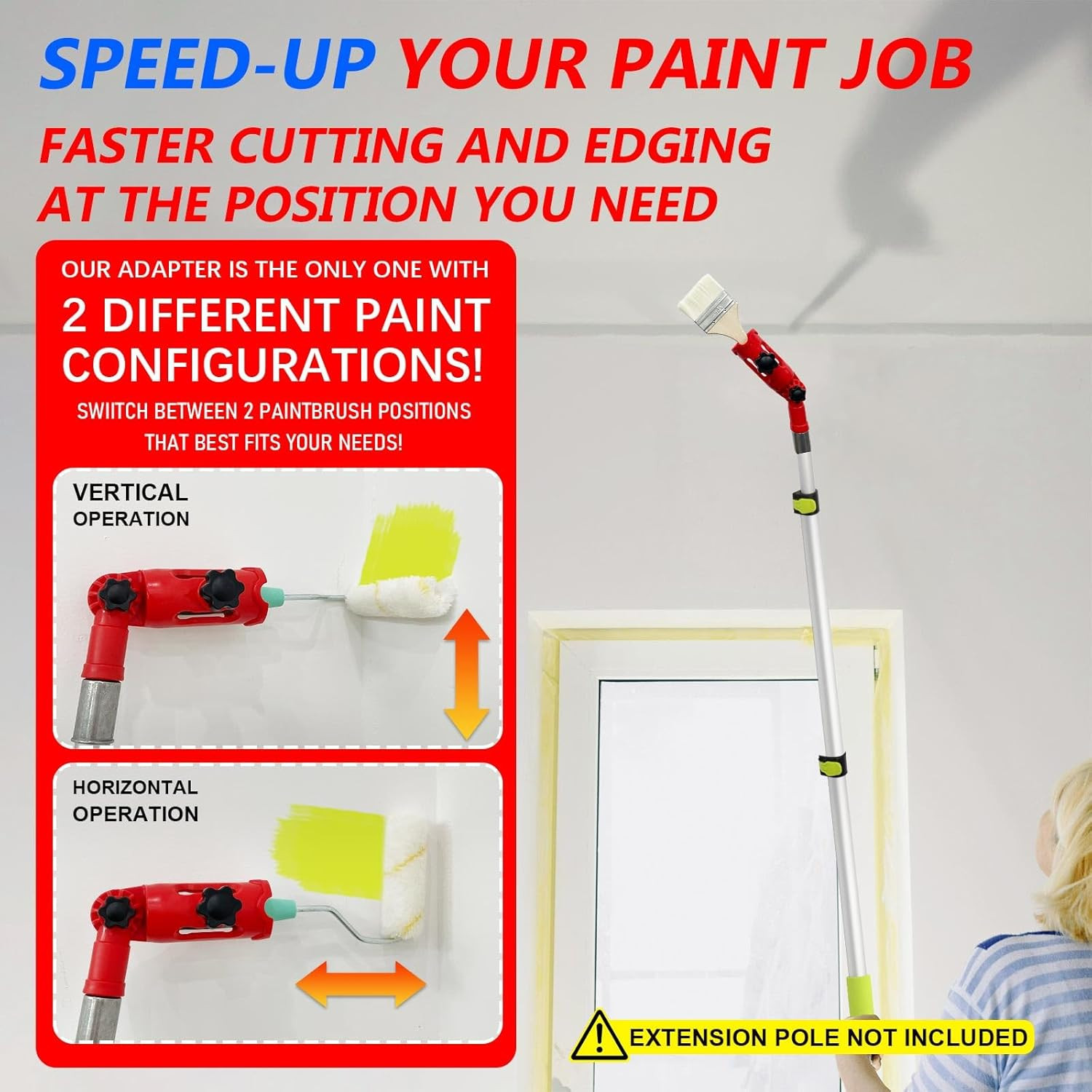 Multi-Angle Paint Brush Extender for High Ceiling, 1 PCS Extension Pole Attachme