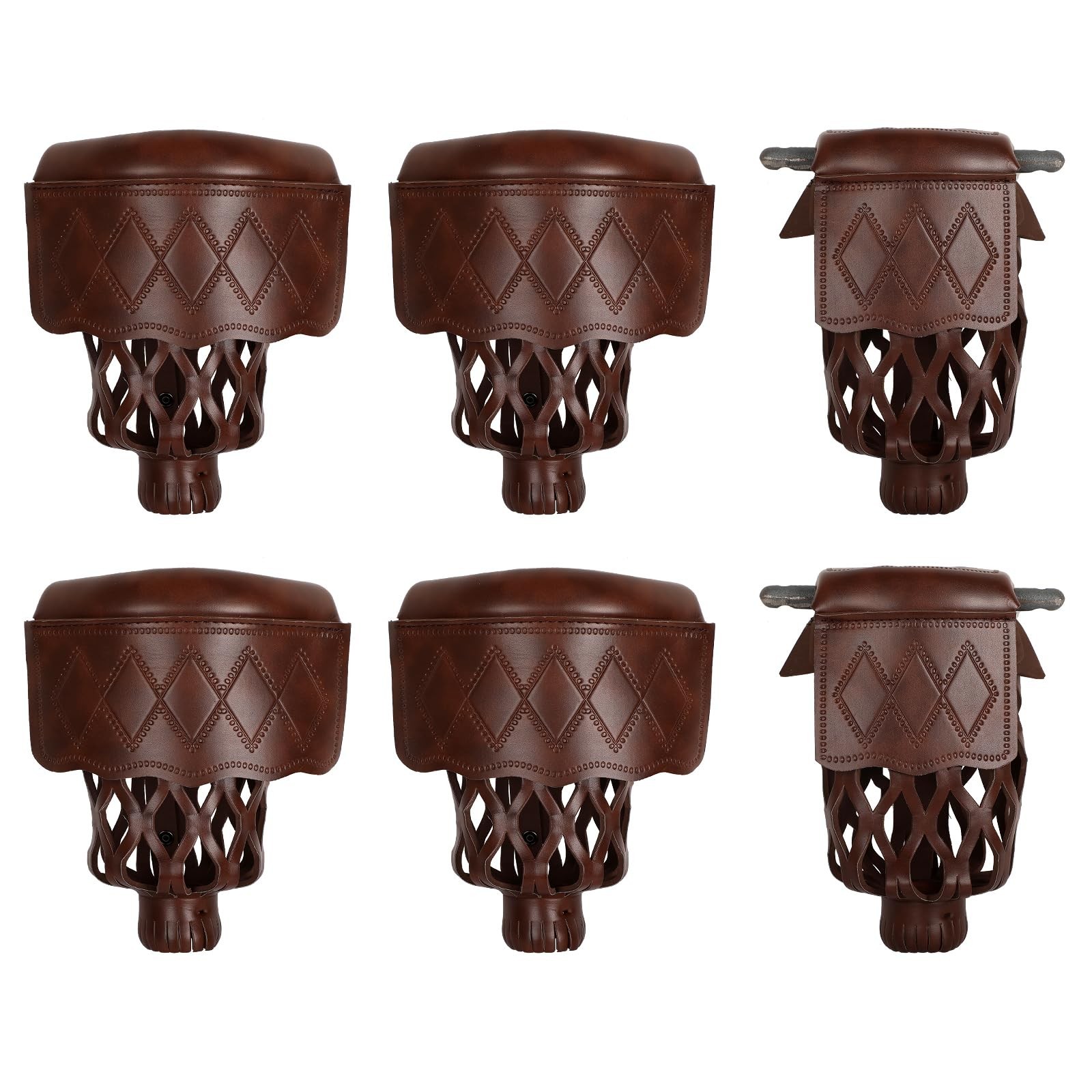 6-Piece PU Leather Billiard Pockets with Diamond Pattern - Durable Accessorie...