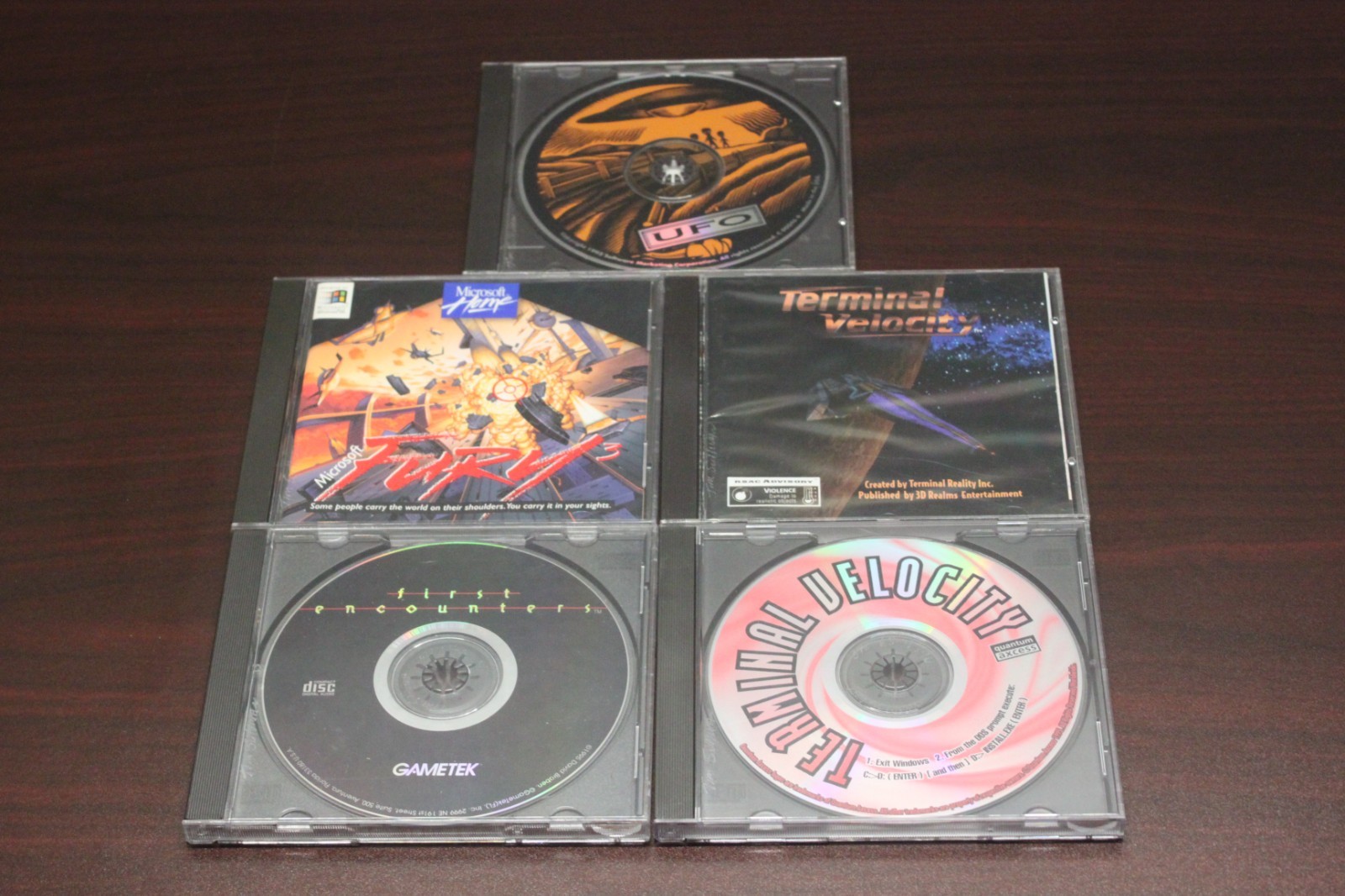 Lot of 5 Vintage 1990's PC CD-ROM Games UFO Terminal Velocity FURY 3 Variety
