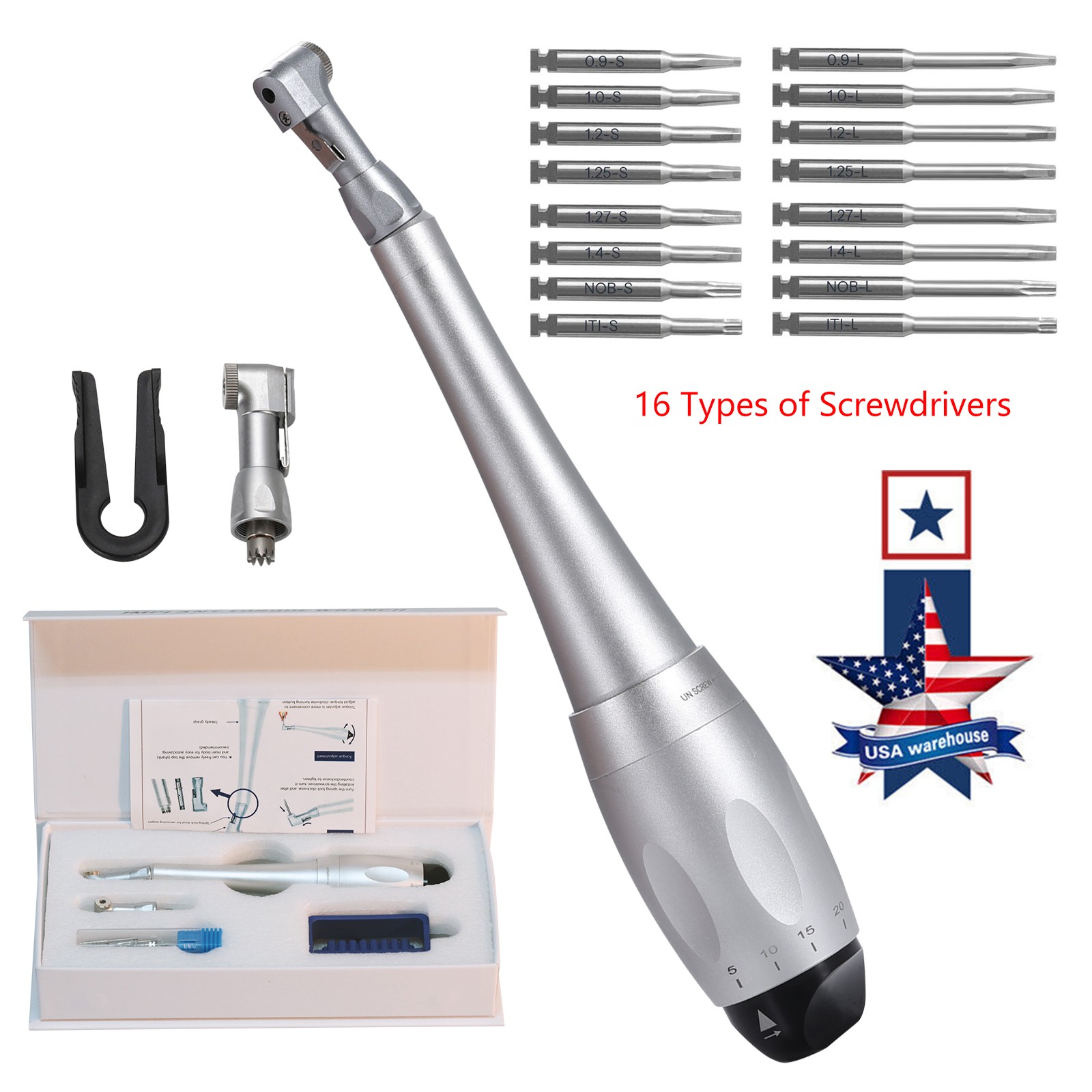 Dental SD Torque Driver Torque Wrench Handpiece Surgident 16 Drivers Universal