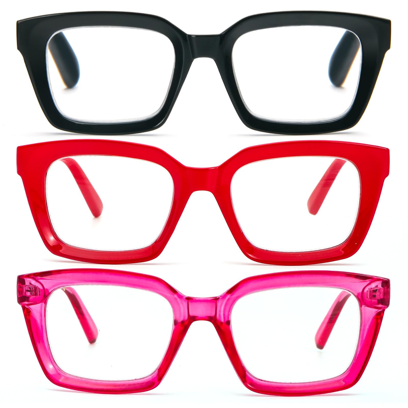 DXYXYO Reading Glasses 2.0 Women Blue Light Blocking, 48, Pink+red+black