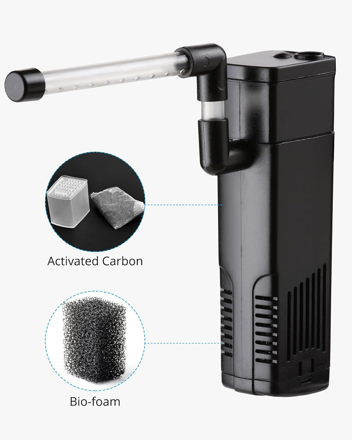 Aquarium Internal Filter, Submersible Power Filter with Multiple Function for Fi