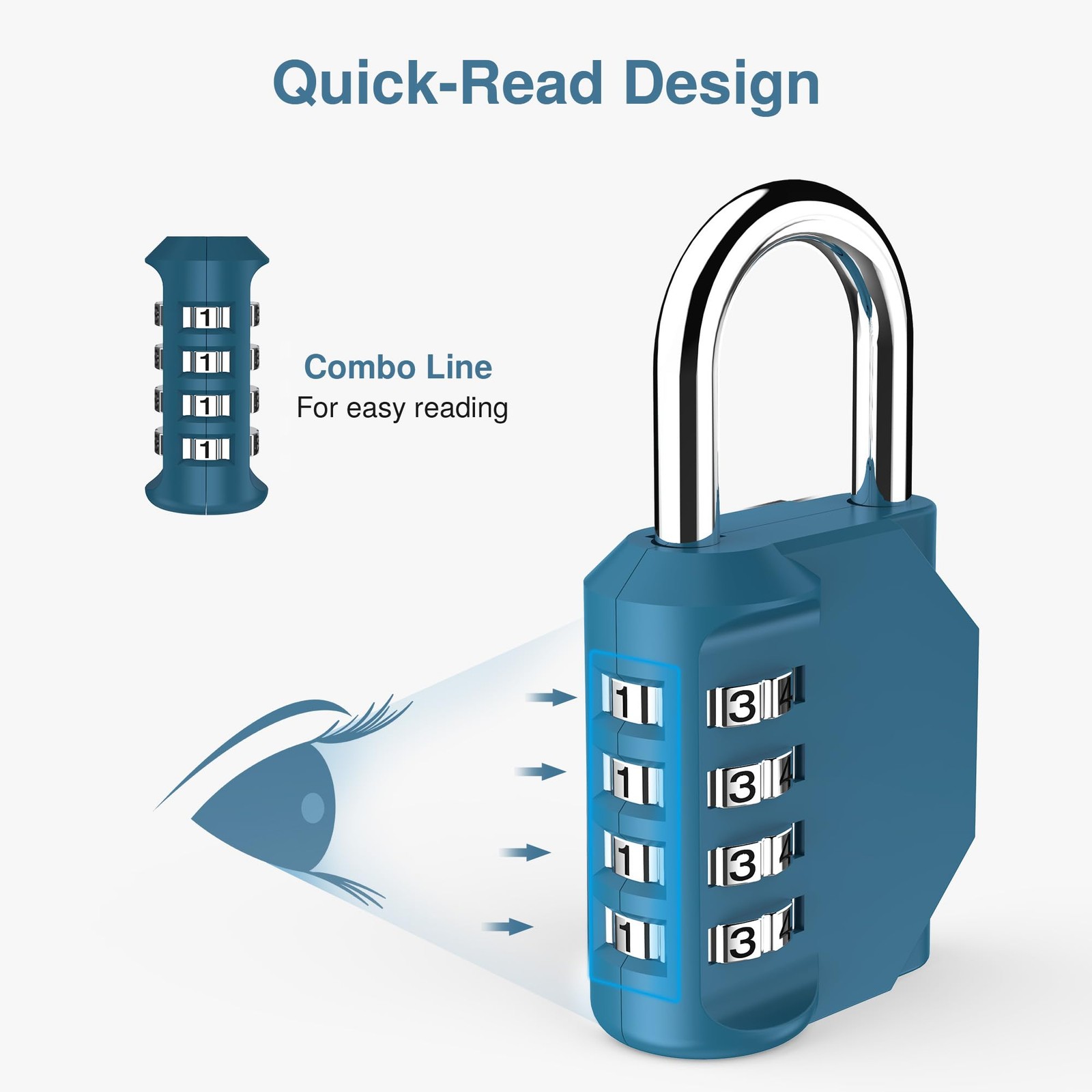 Puroma 2 Pack Combination Lock for Locker 4 Digit Medium, Peacock Blue