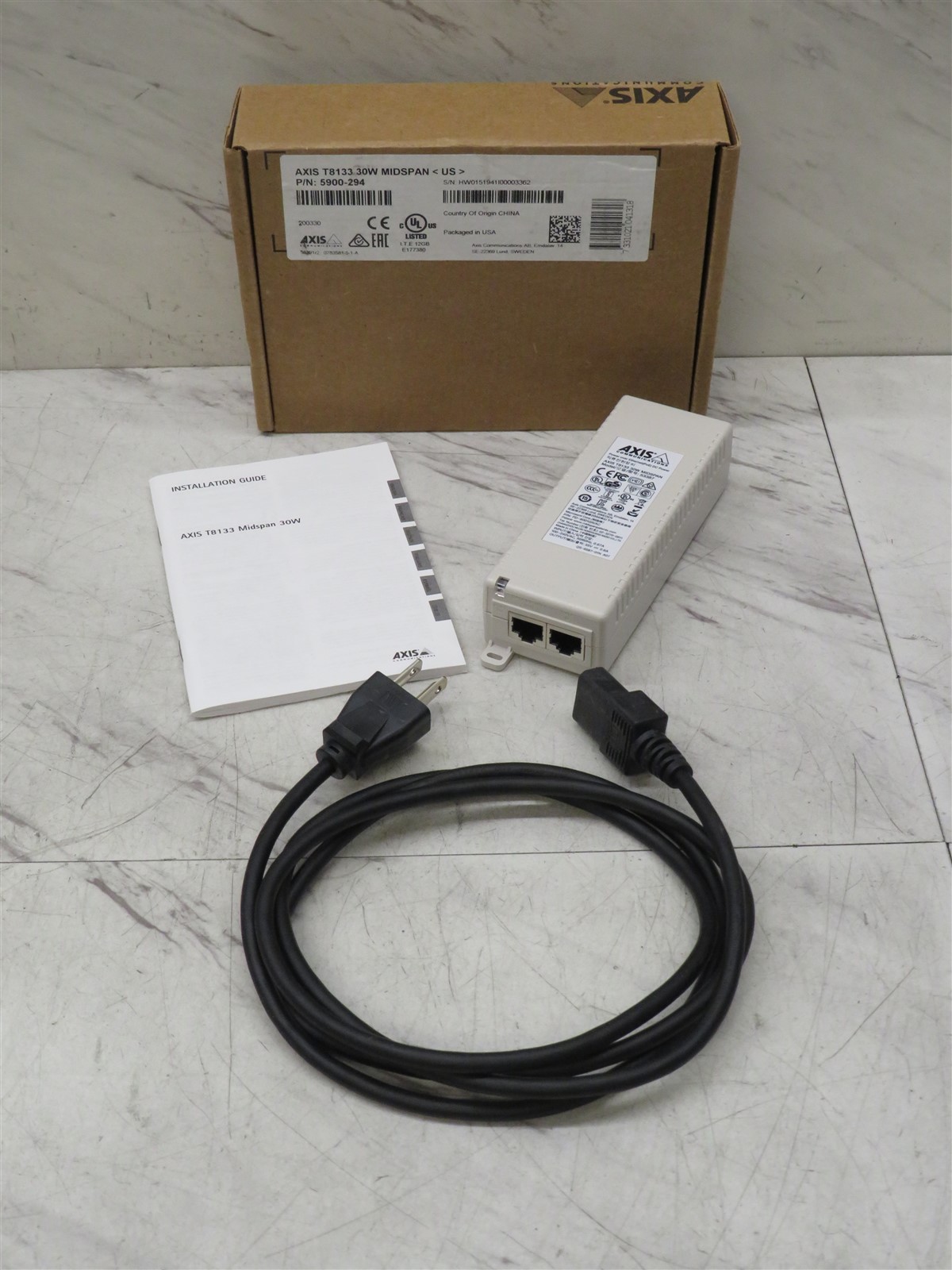Axis T8133 30w Midspan PoE Injector DC Power Block