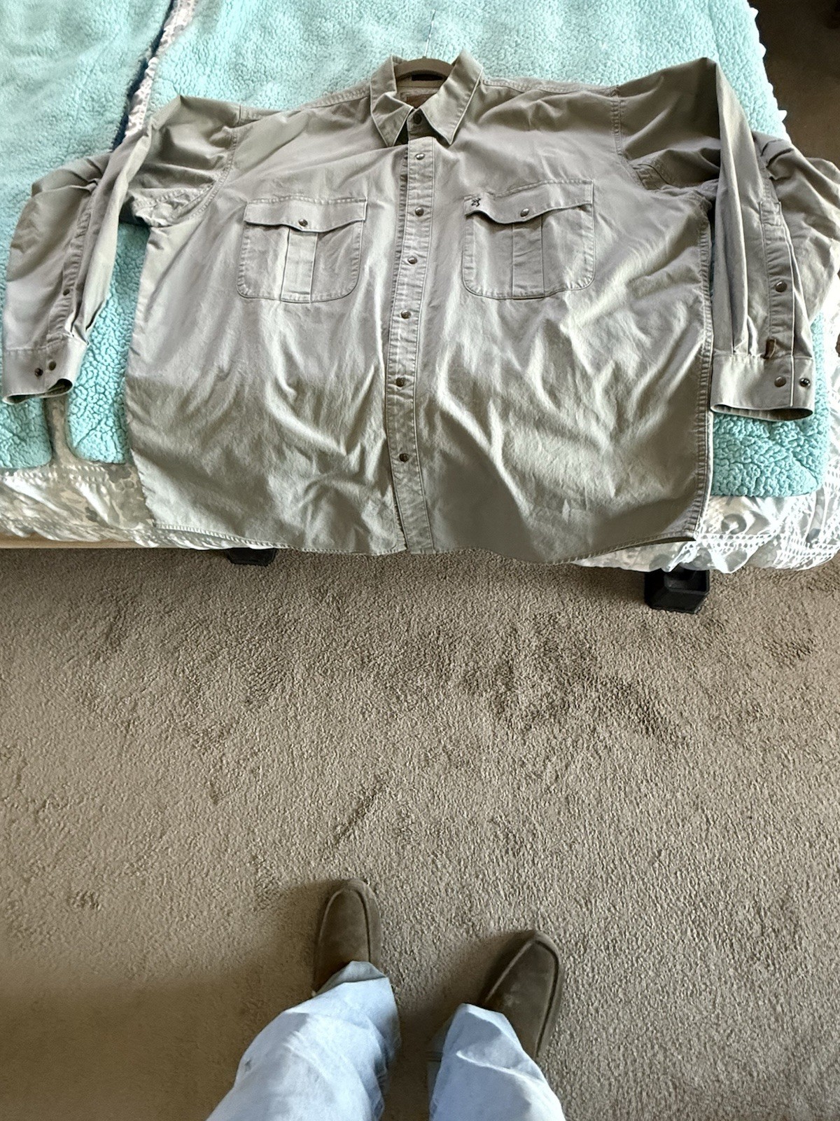 Browning Cotton lite gray, Long Sleeve Snap, Shirt, Woven Pockets, Embroidered