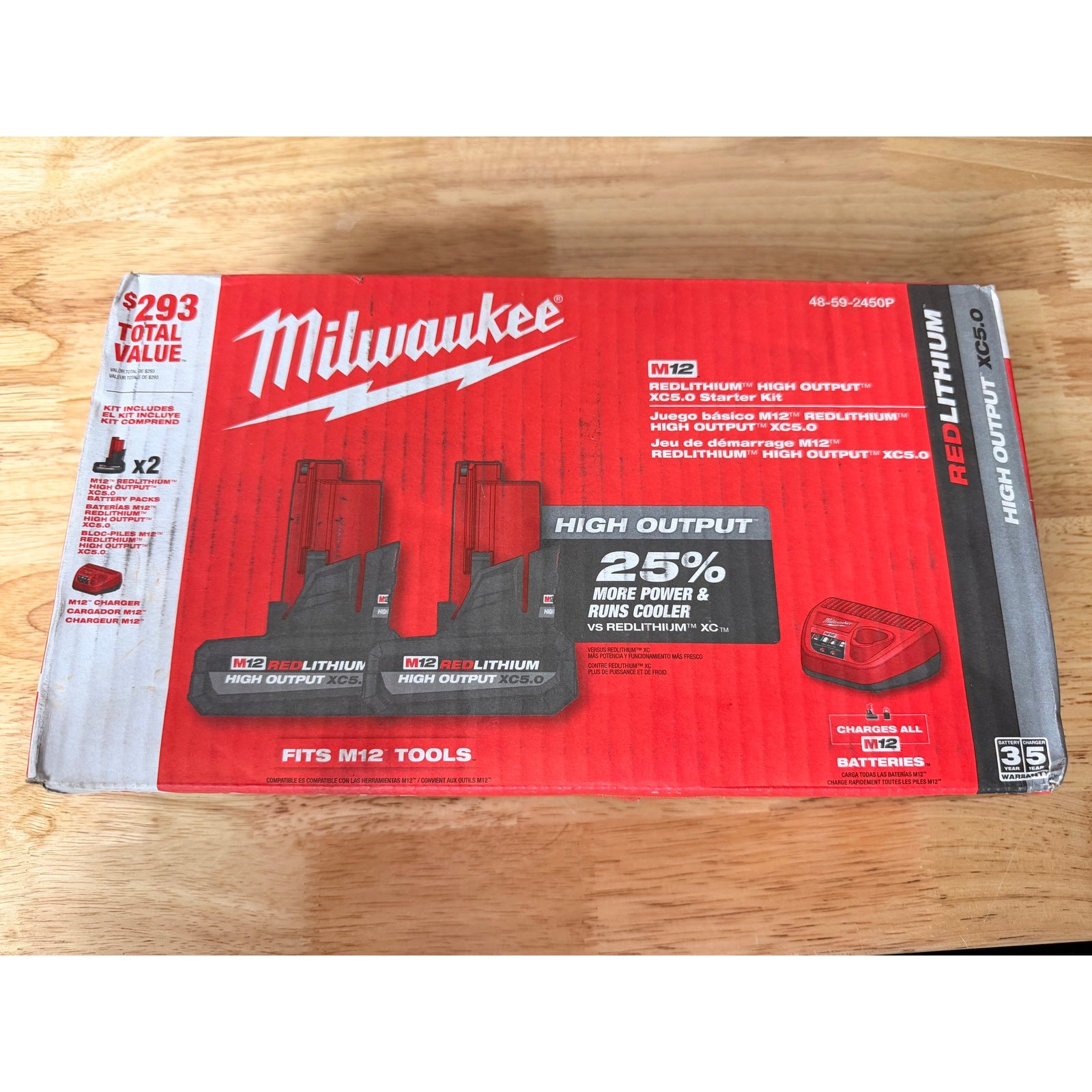 Milwaukee M12 REDLITHIUM High Output XC5.0 Starter Kit 2 Batteries Charger