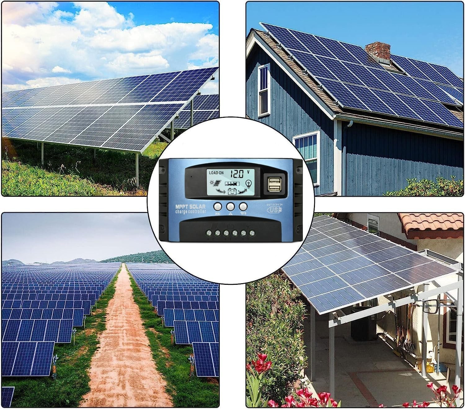 100A MPPT Solar Charge Controller, 12V/ 24V Solar Panel Battery Intelligent R...