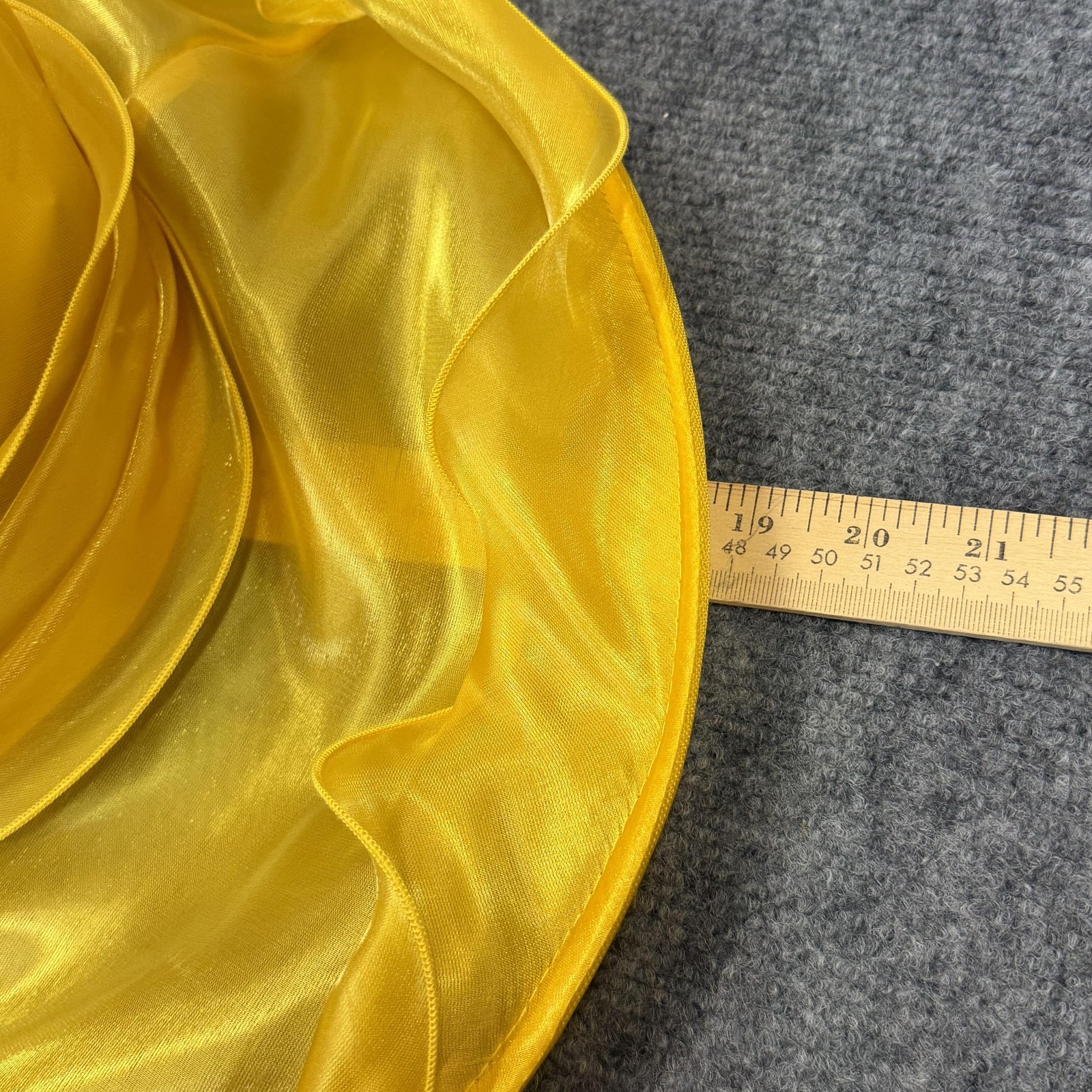Derby Hat Sun Womens Adjustable Yellow Organza Sheer Wide Brim Ruffle Church NWT